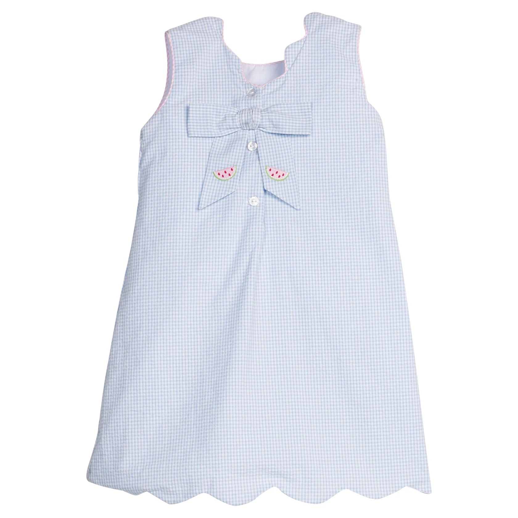 Embroidered Bow Back Dress - Watermelon