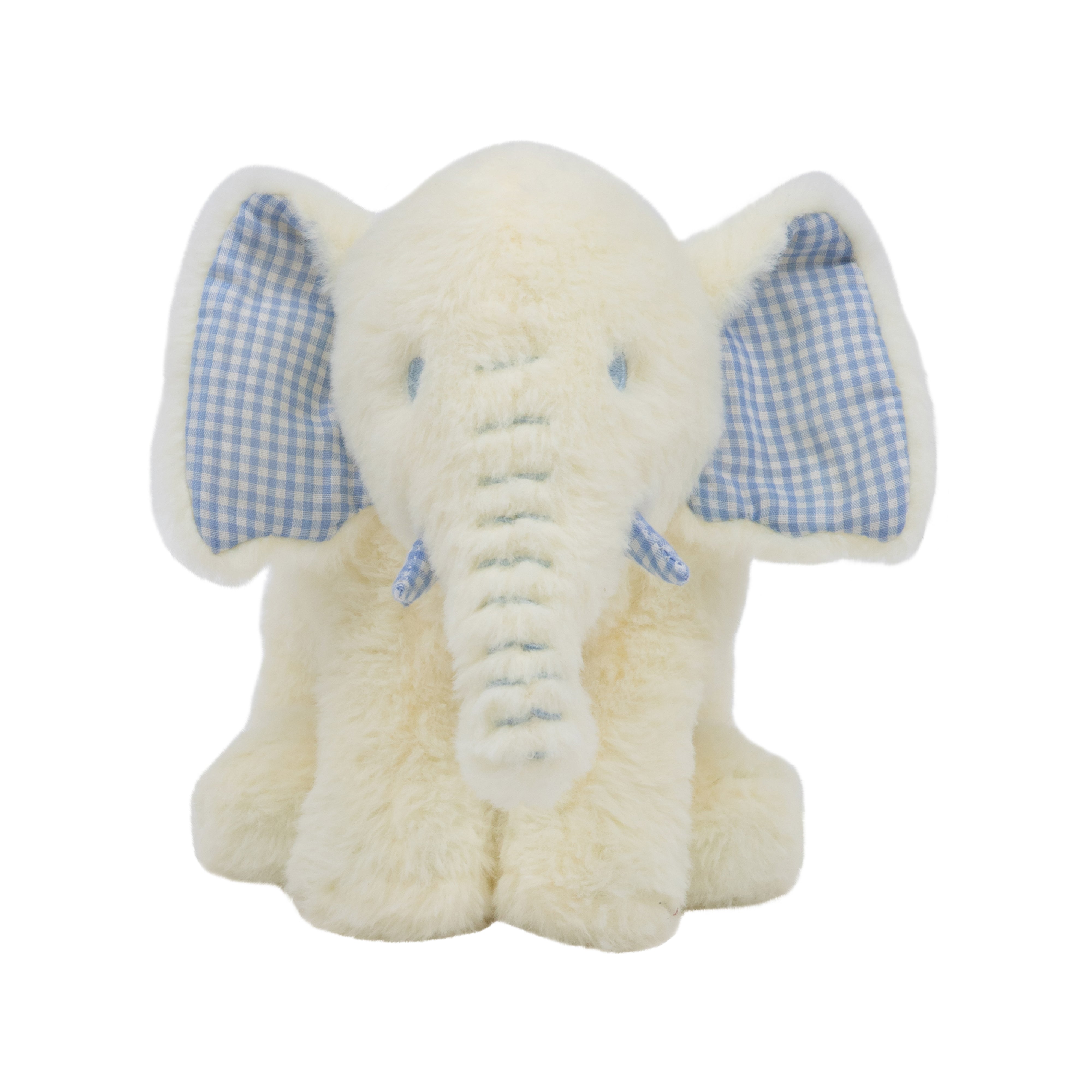 Emmett D. Elephant - Palmetto Pearl With Buckhead Blue Gingham Tusks & Ears