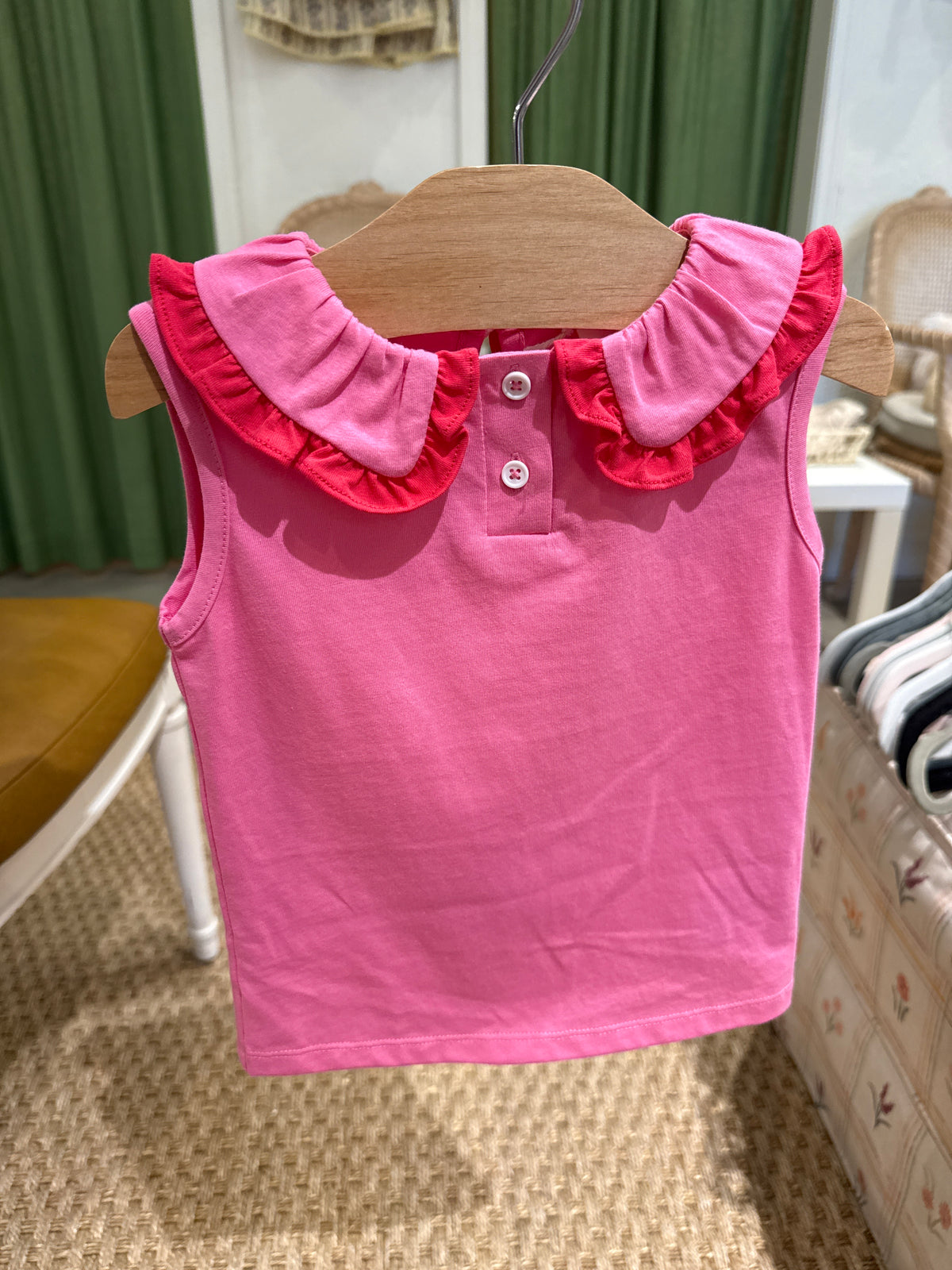 Pleated Tennis Tank in Pink/Red