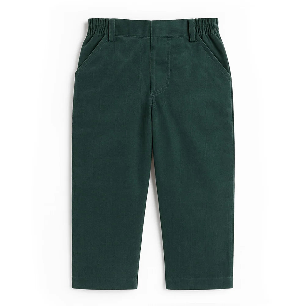 Green Corduroy Fake Fly Pants