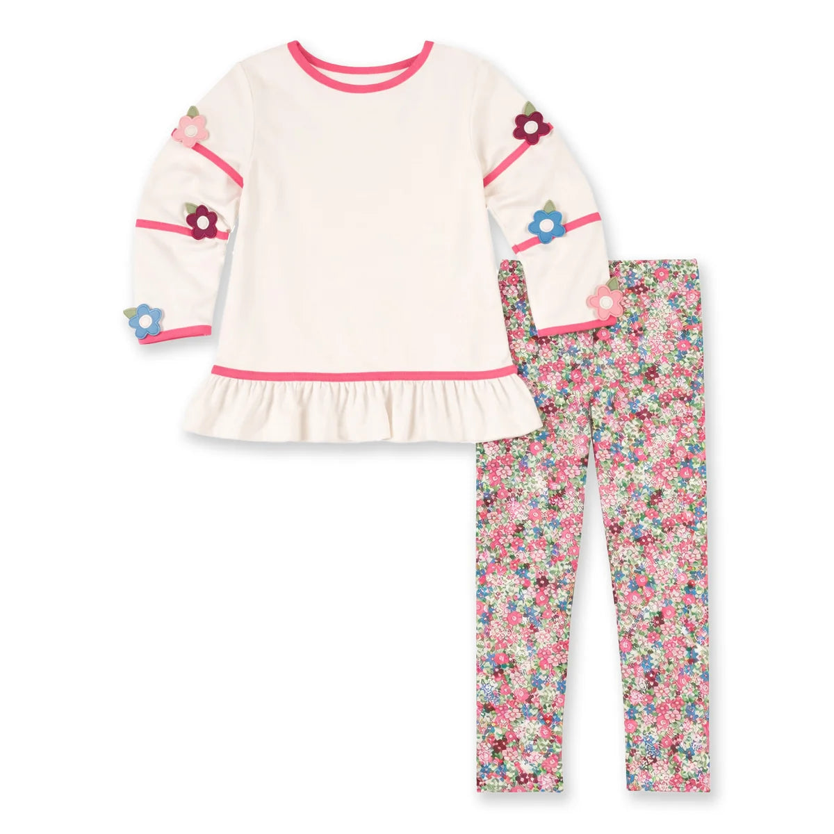 Knit Tunic with Flowers and Floral Leggings