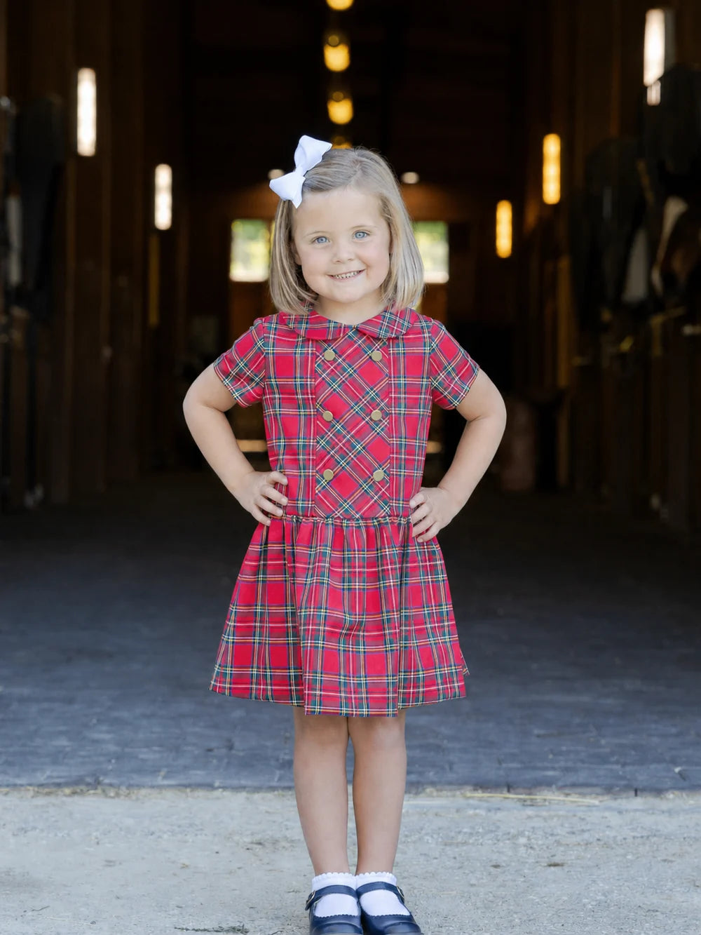 Plaid Dress with Double Breasted Buttons