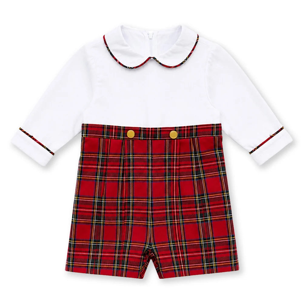 Pique & Plaid Long Sleeve Shortall