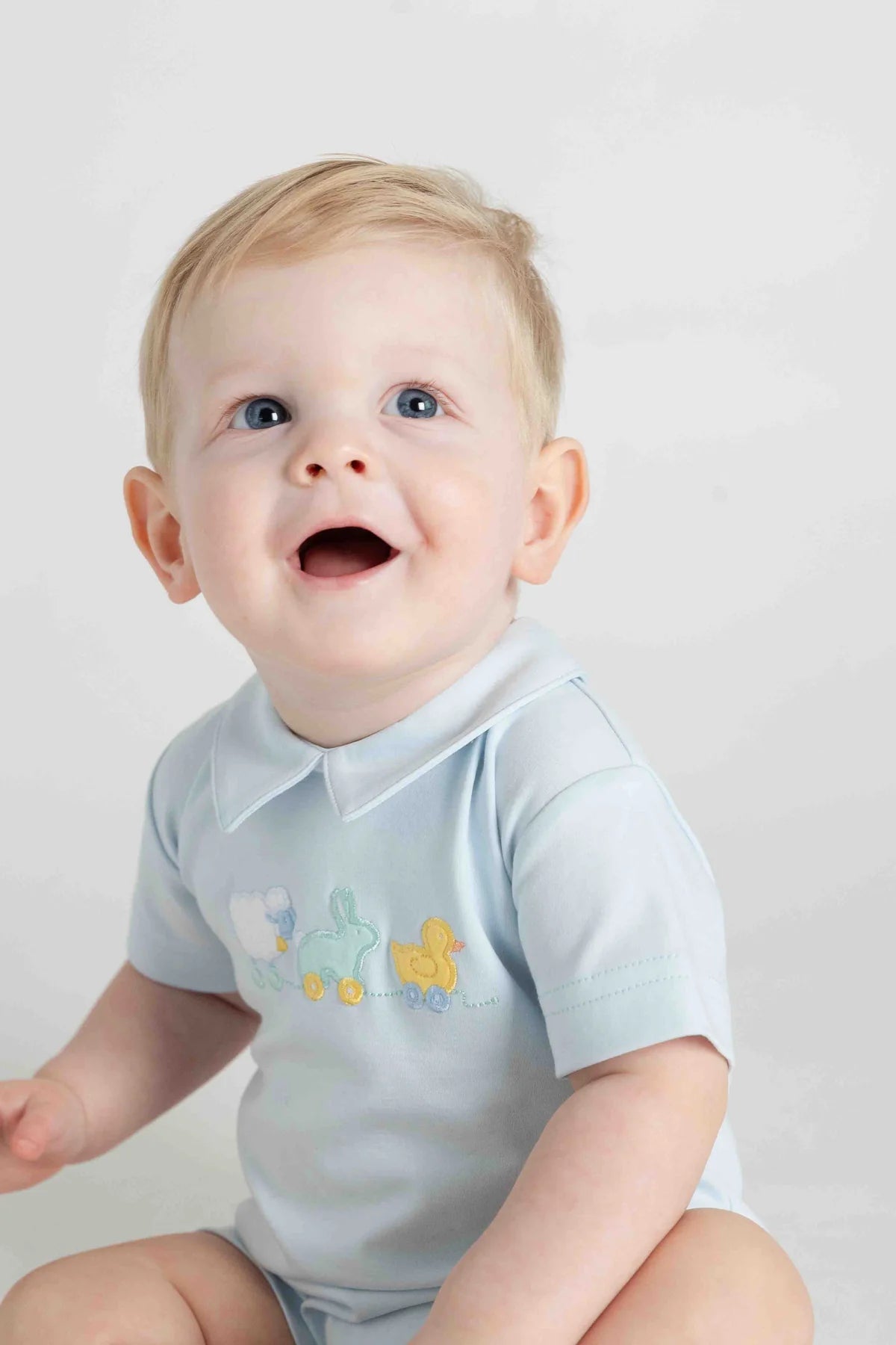 Knit Shortall With Bunny, Chick, & Lamb