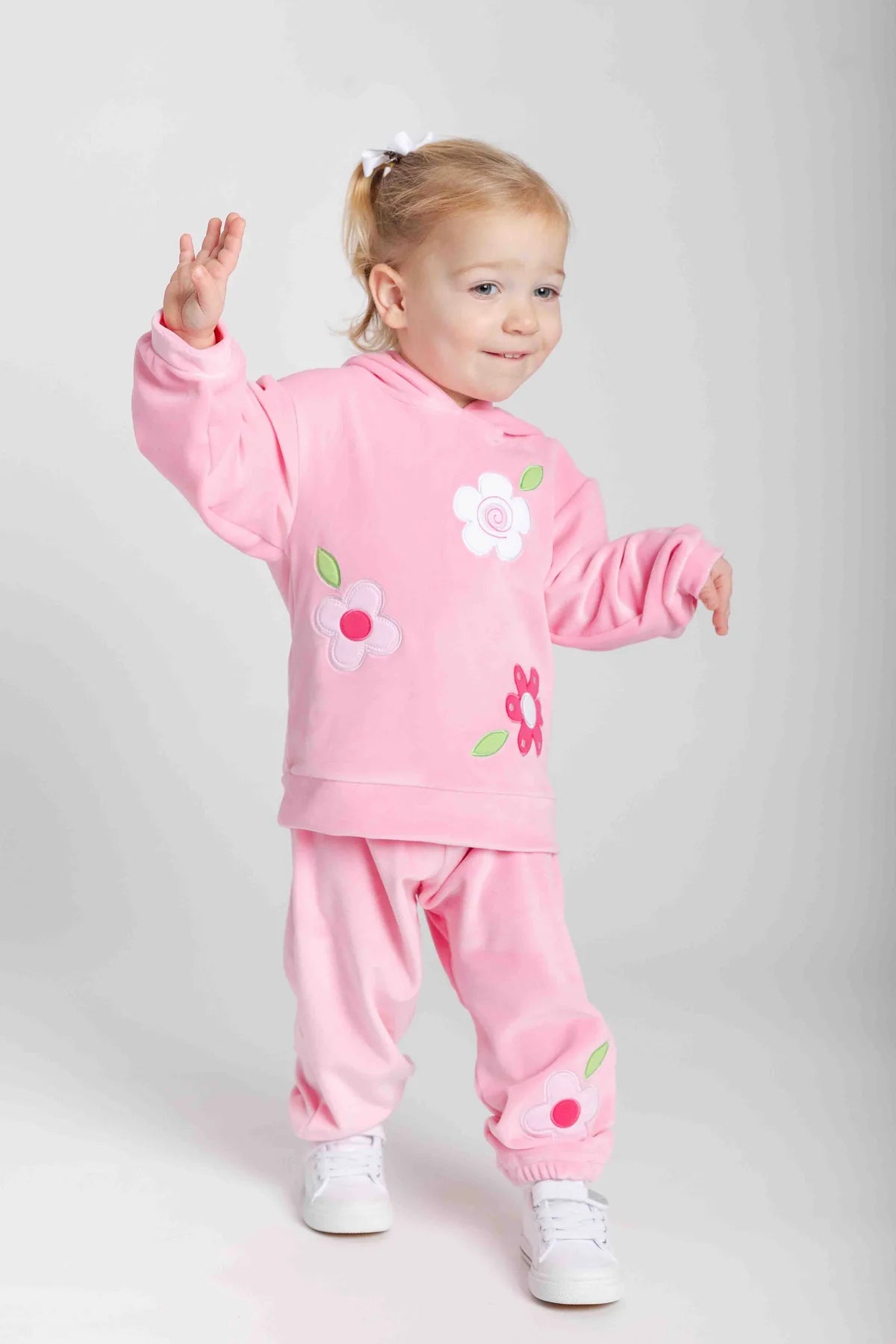 Velour Hoodie + Jogger with Flowers