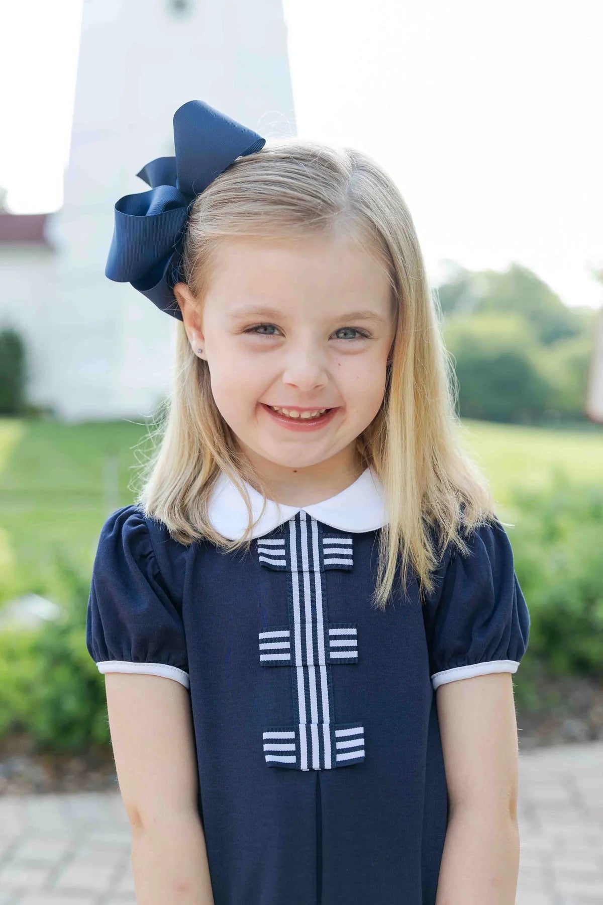 Knit Dress With Stripe Ribbon Bows