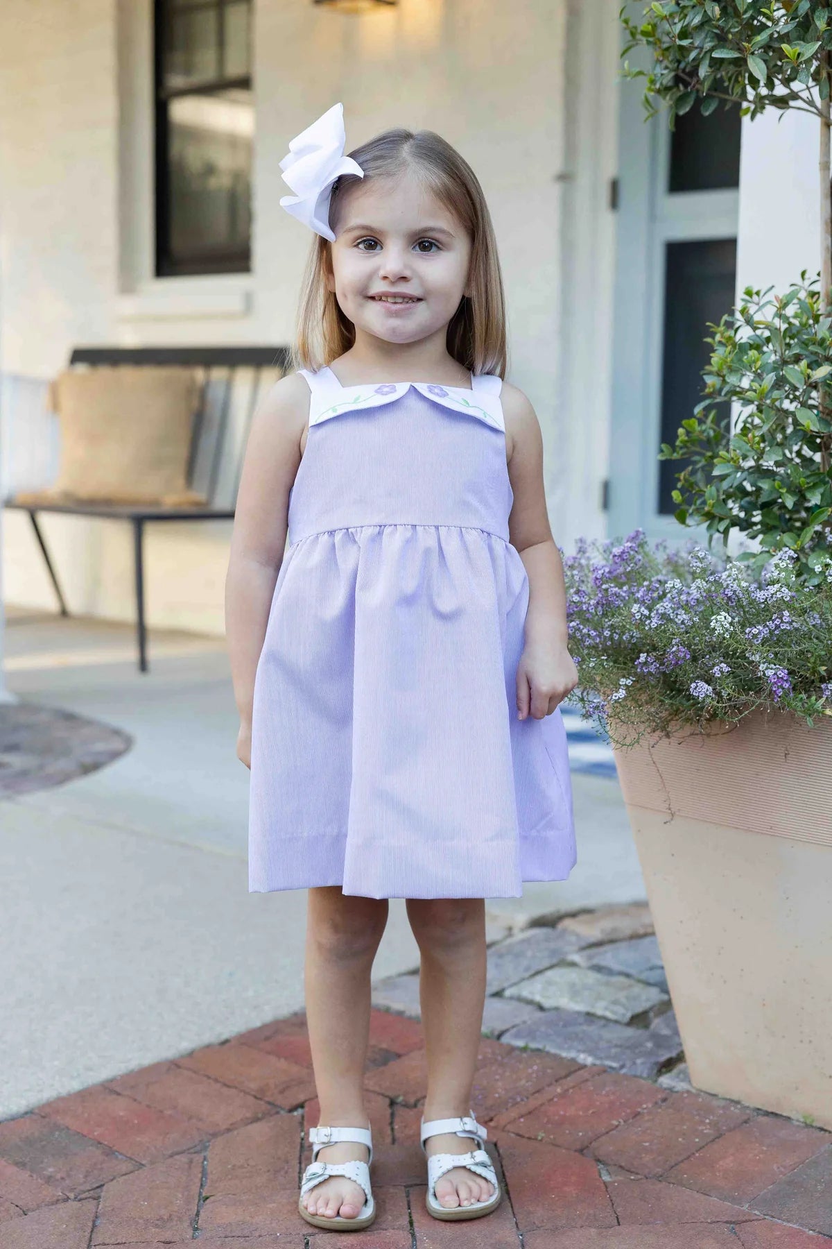 Pincord Dress with Flowers