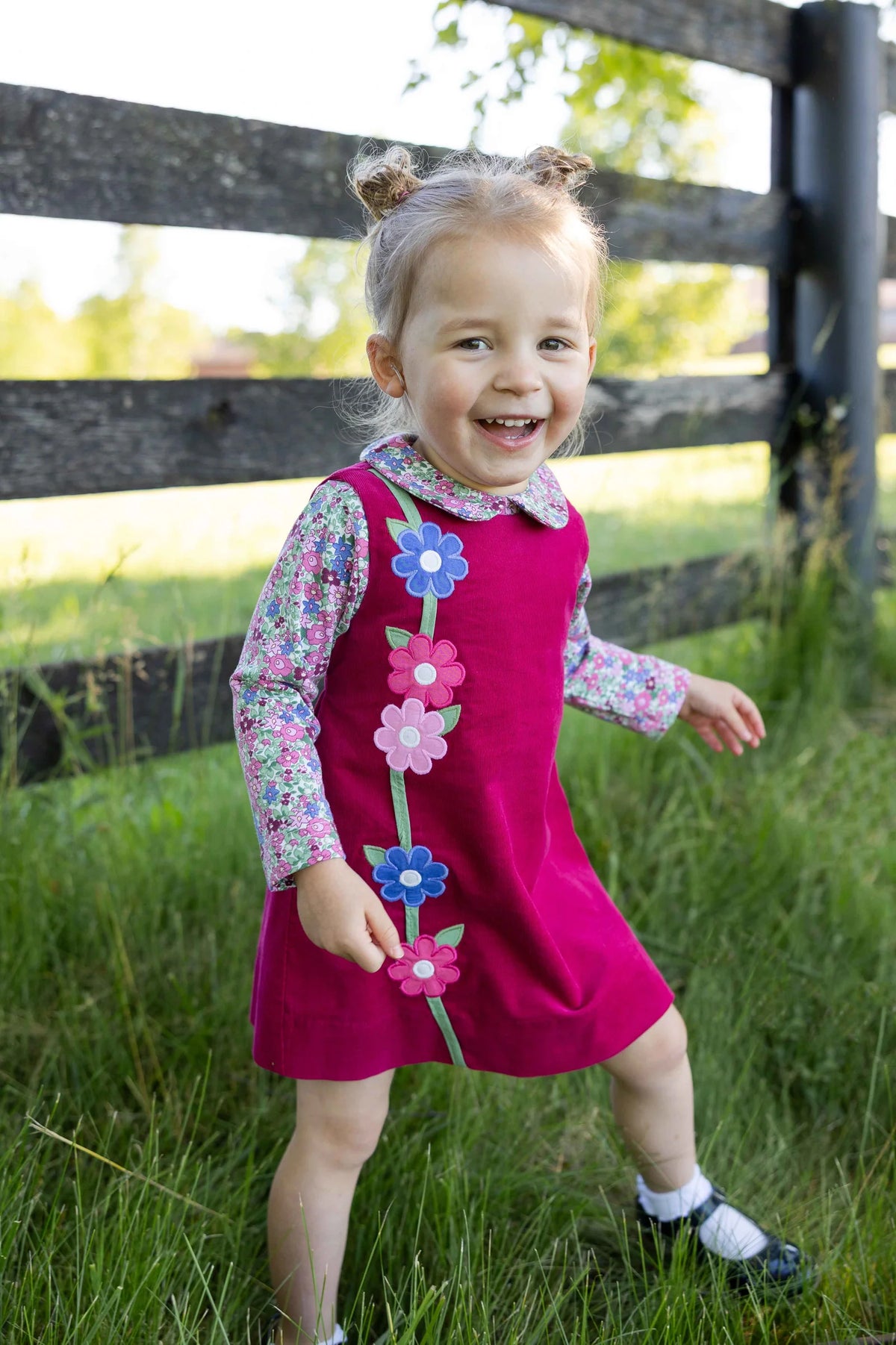 Corduroy Jumper w/ Flower