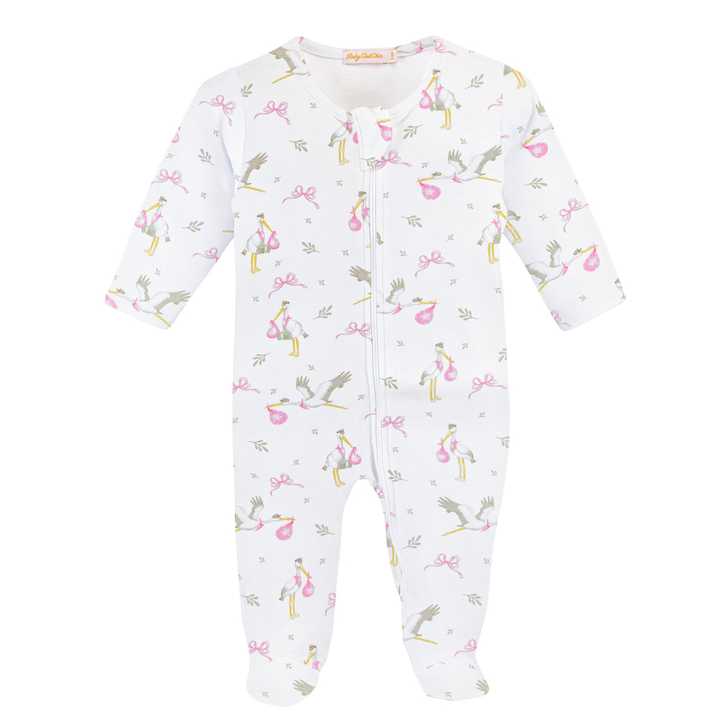 Storks Pink Zipped Footie