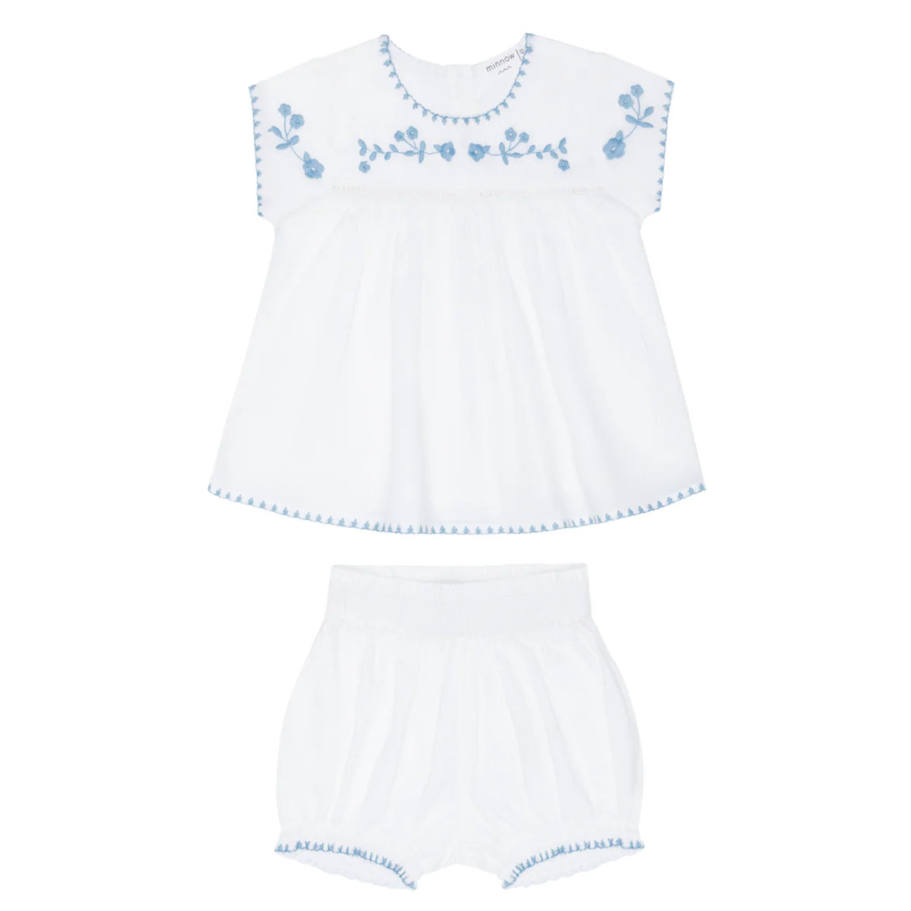 baby girls white embroidered top and bloomer set