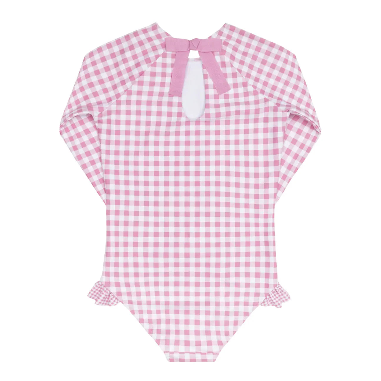 girls blush gingham rashguard one piece
