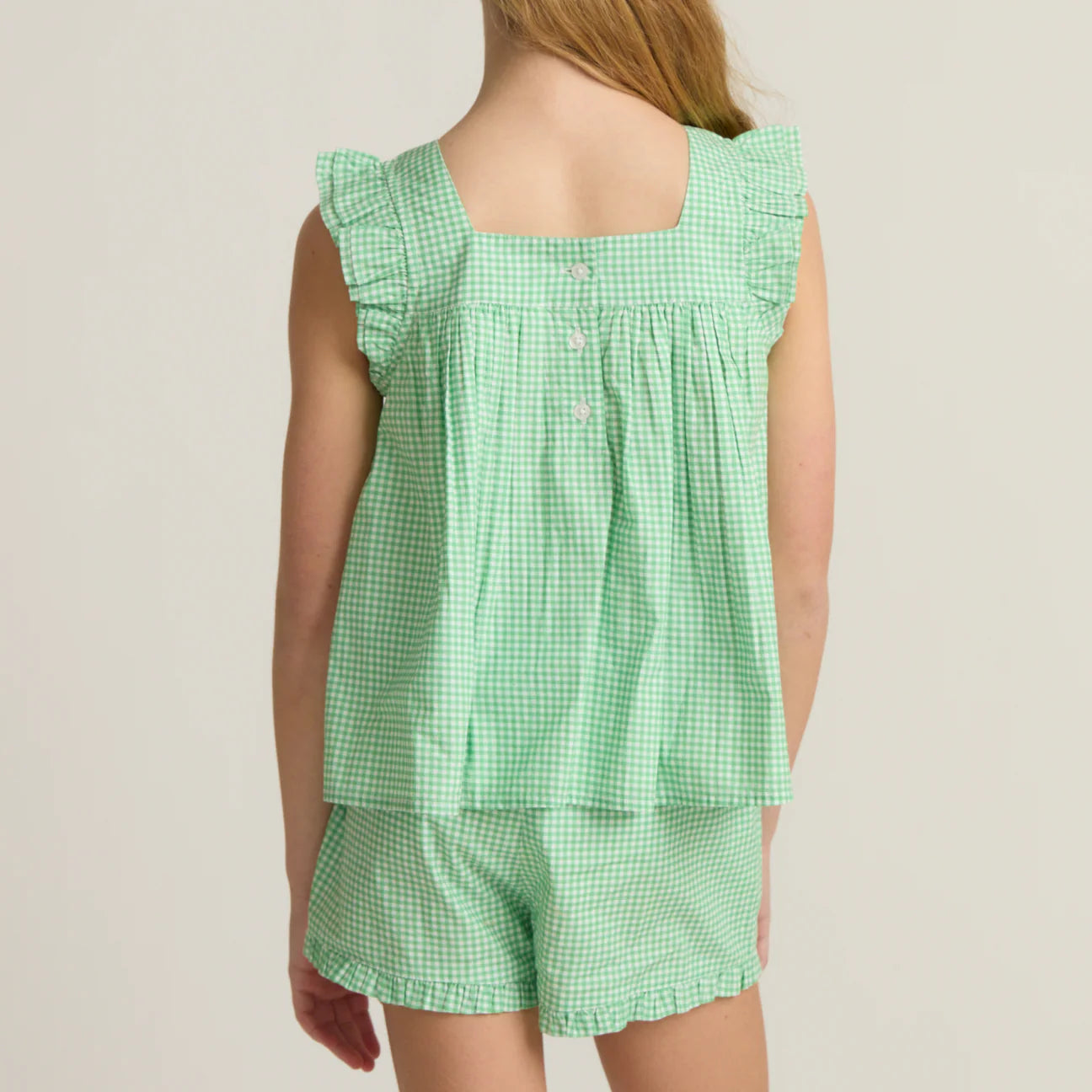 girls gustavia gingham ruffle top and short set