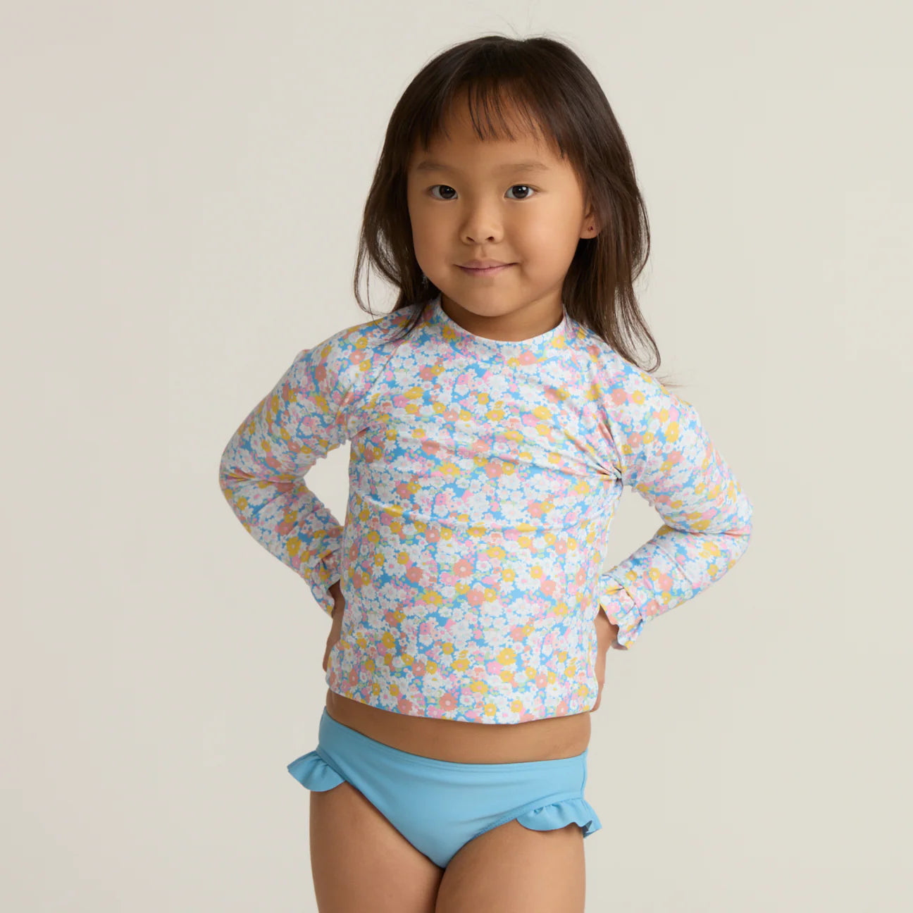 girls jasmine blossom ruffle rashguard set