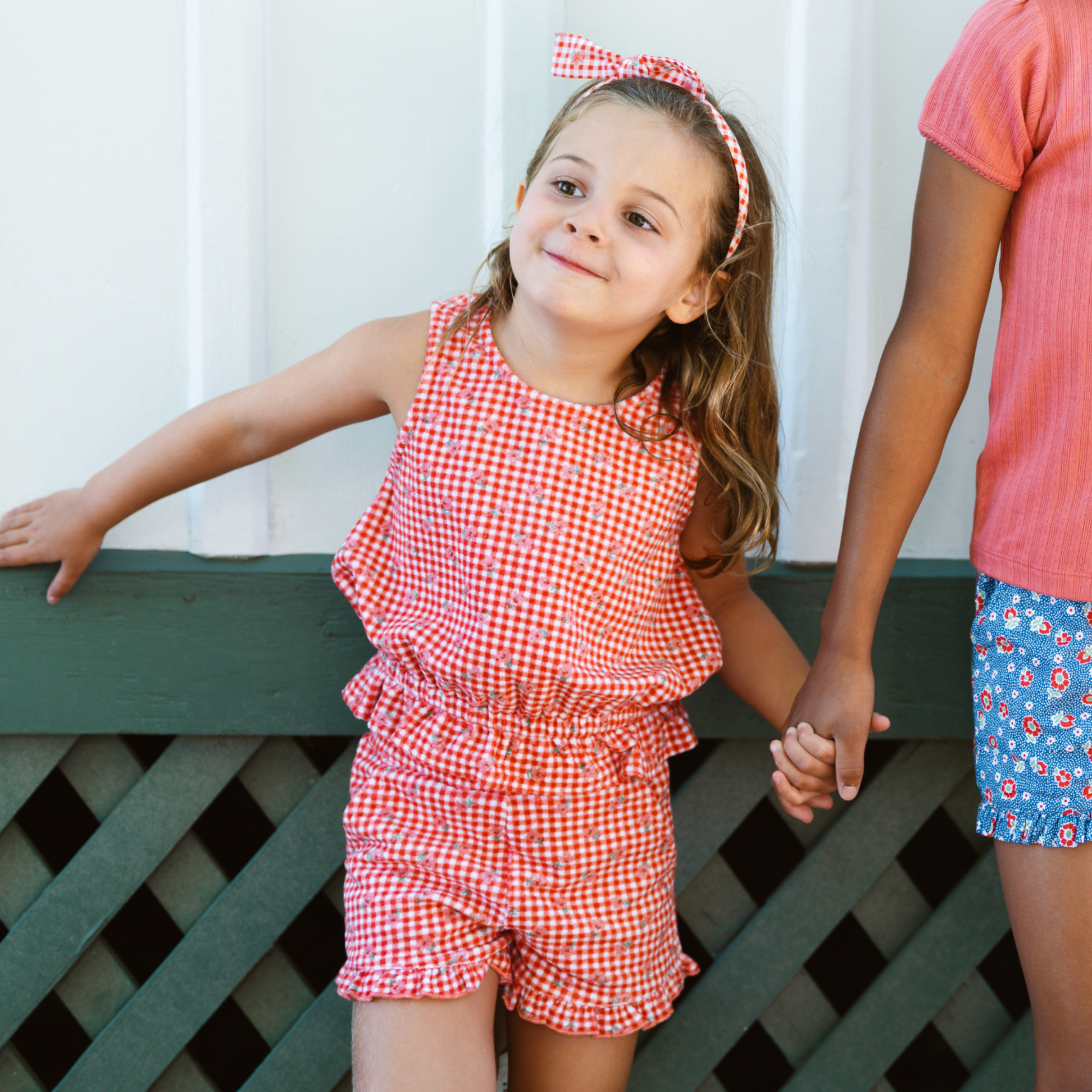 Cranberry Gingham French Terry Set