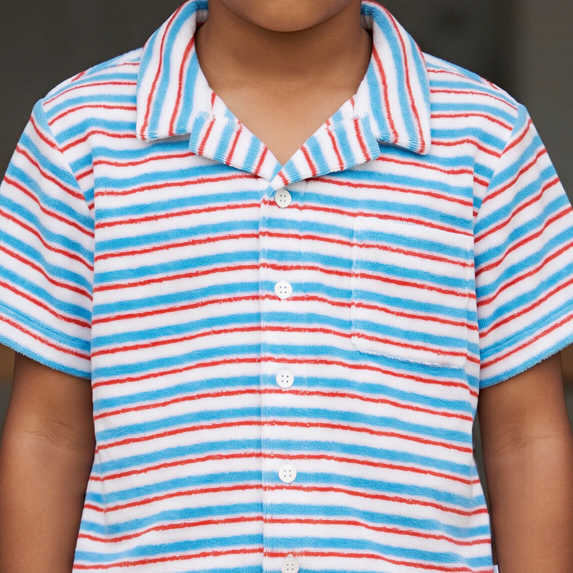 Jetty Stripe French Terry Button Up (Pre-Order)