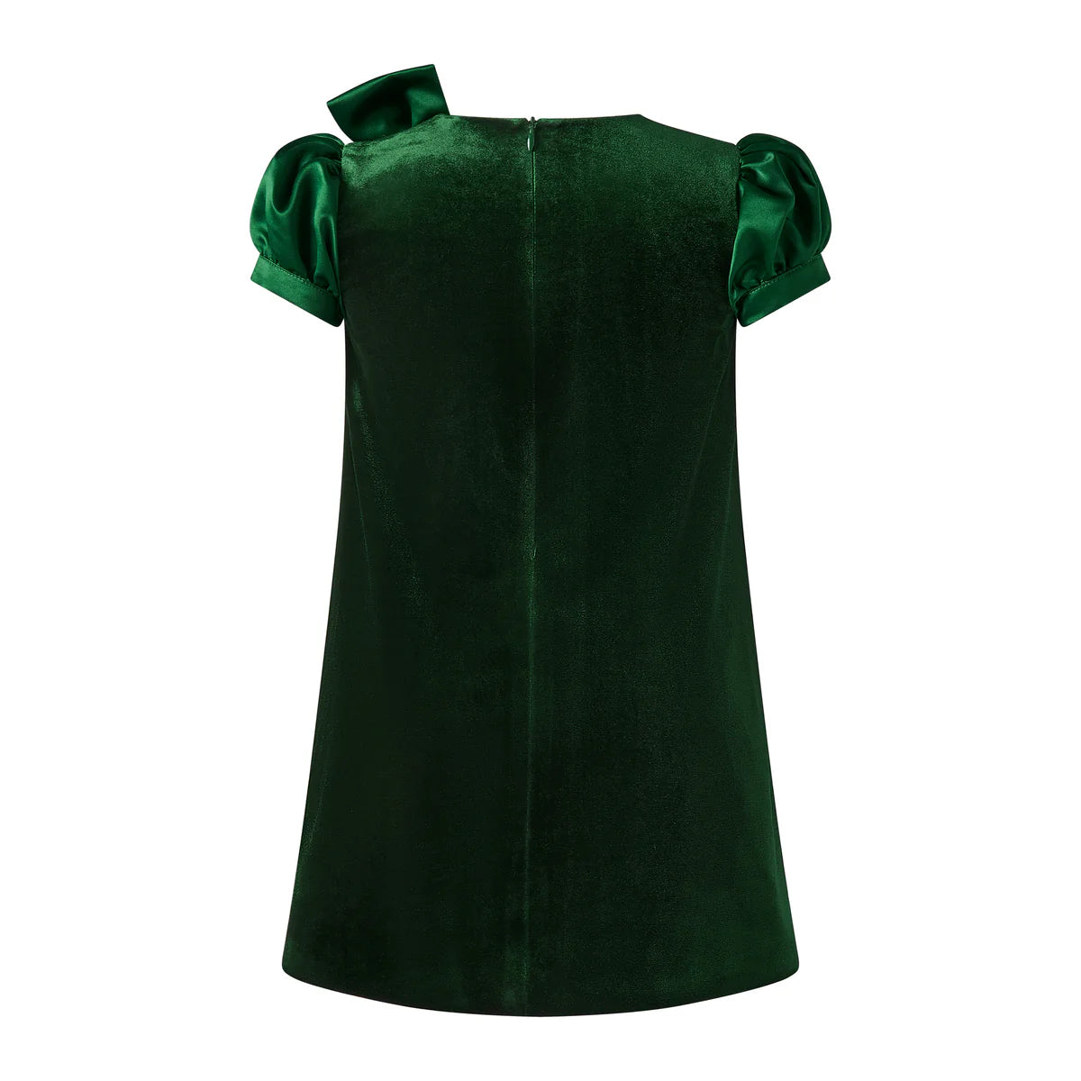 Green Satin Bow Velvet Dress