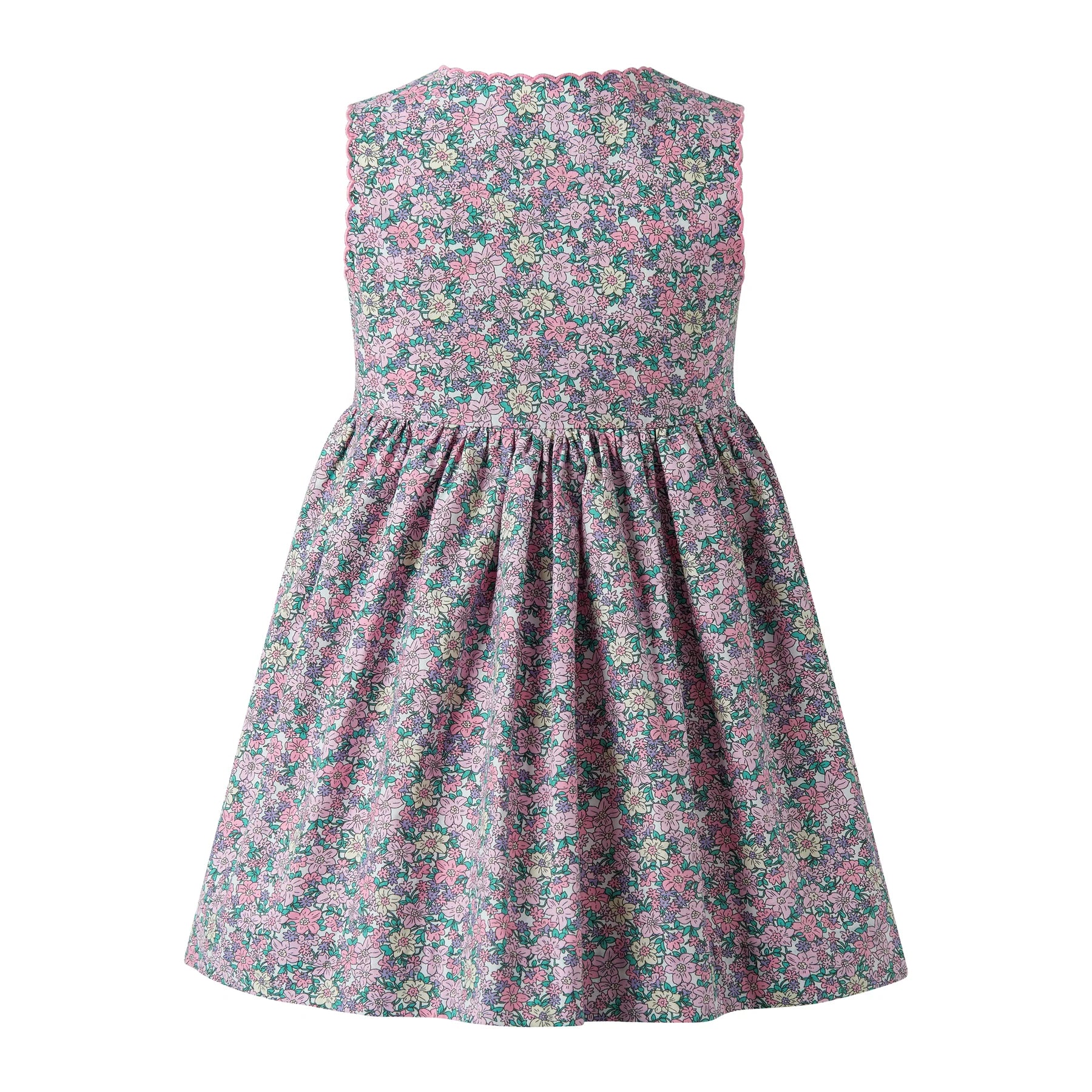Scalloped Floral Button-Front Dress