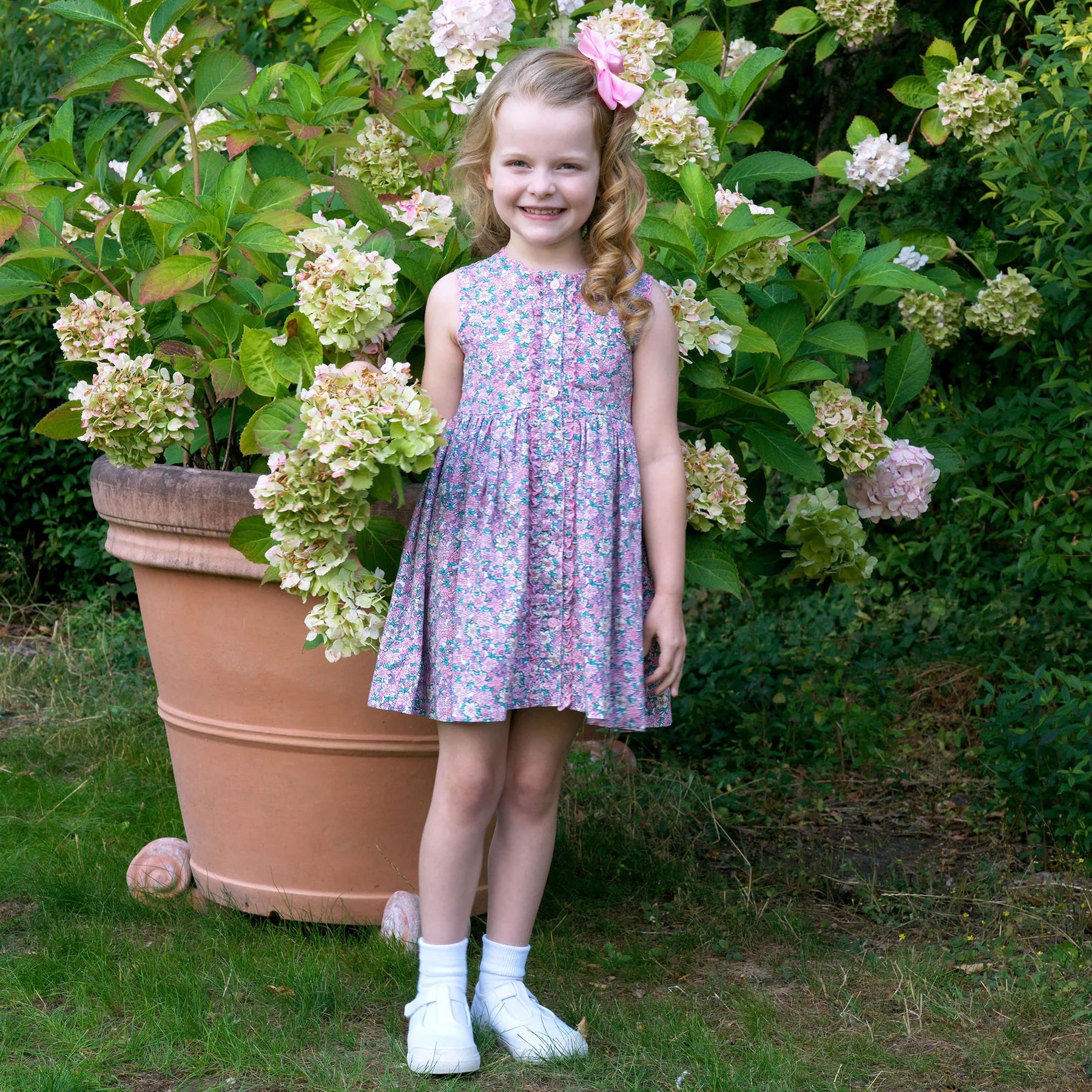 Scalloped Floral Button-Front Dress