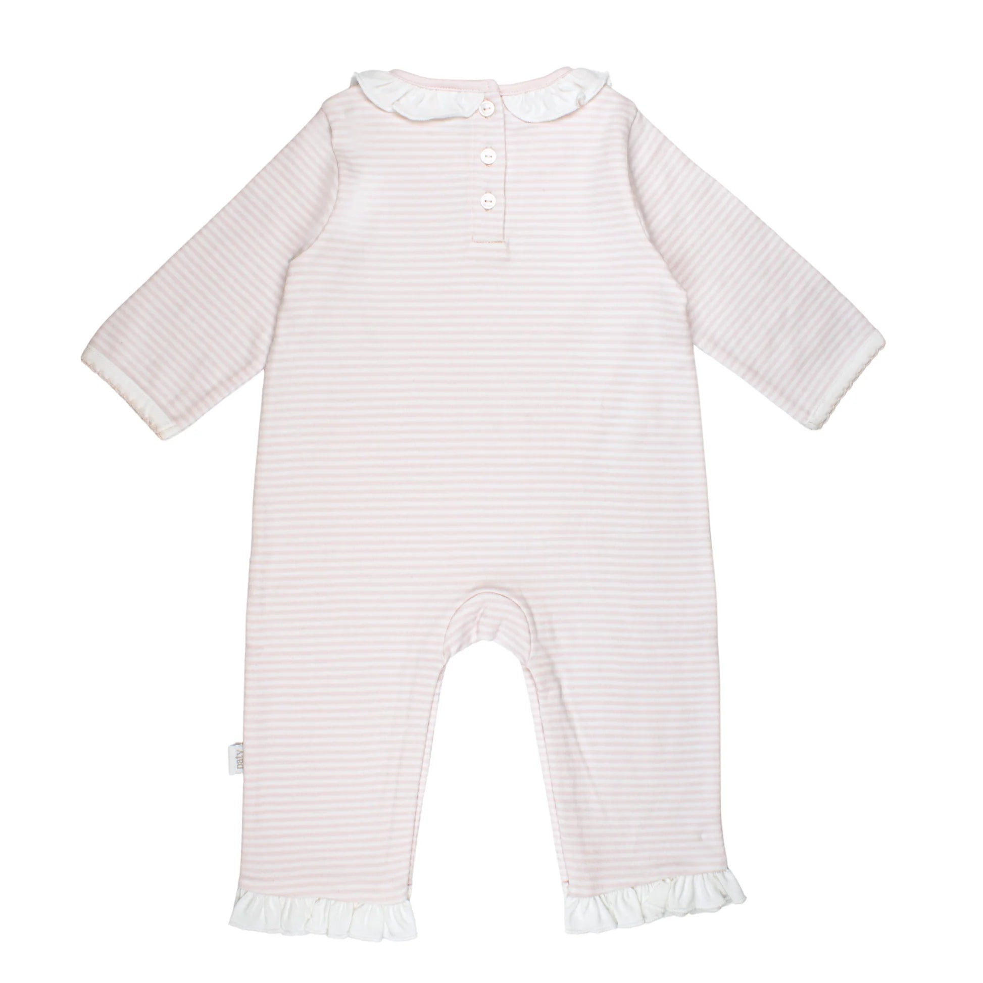 Girls Pink Stripe Ruffle Romper