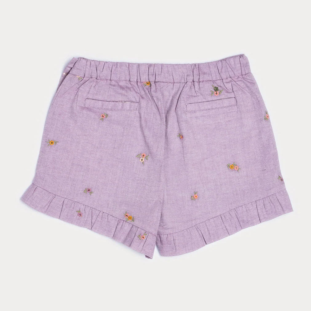 Lilac Cotton Chambray Shorts