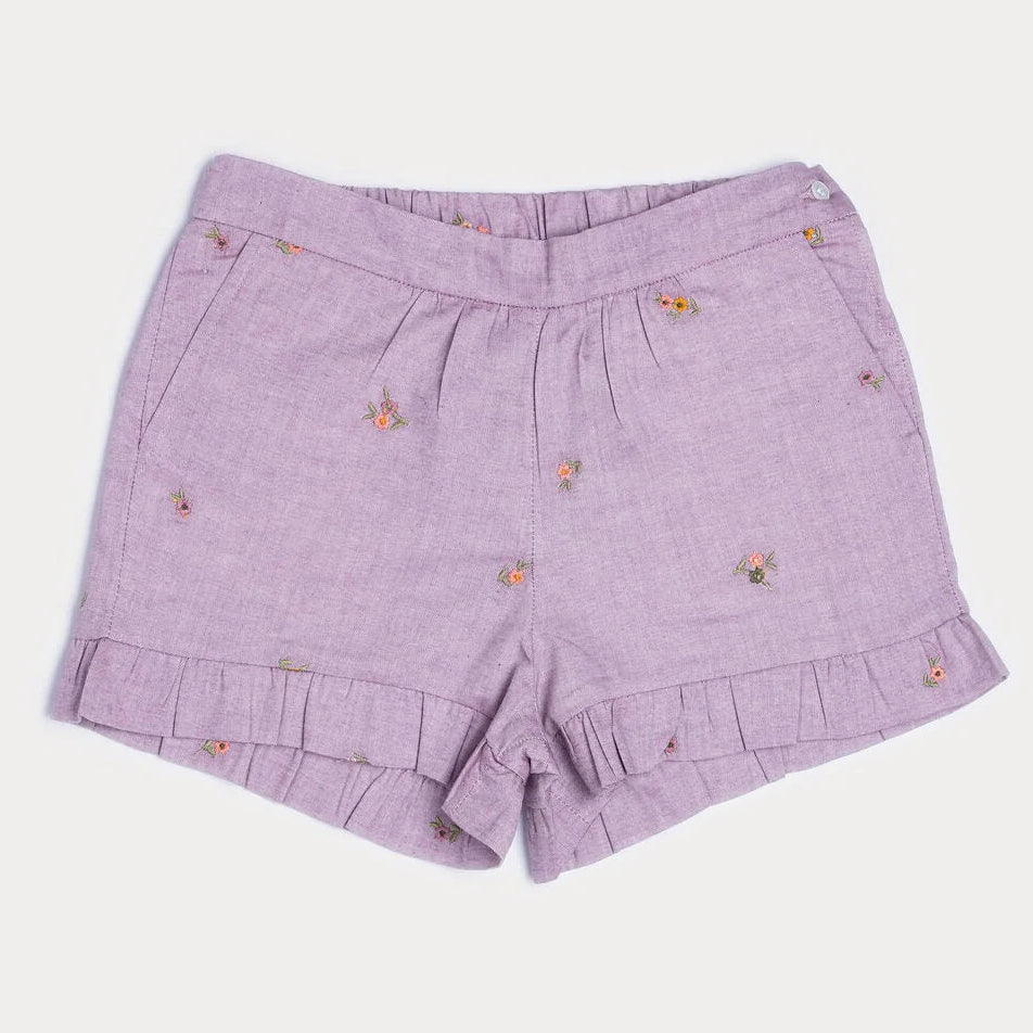 Lilac Cotton Chambray Shorts