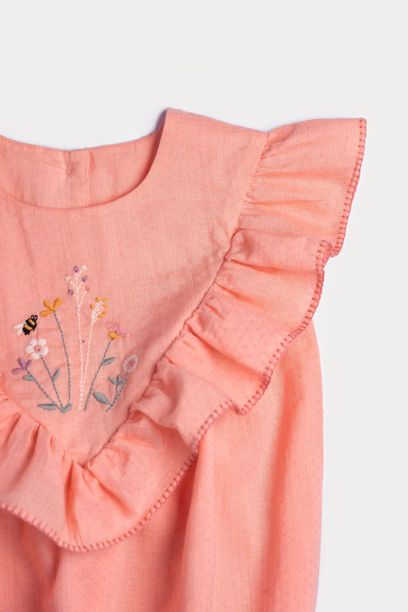 Lucy Romper- Blush Swiss Dot