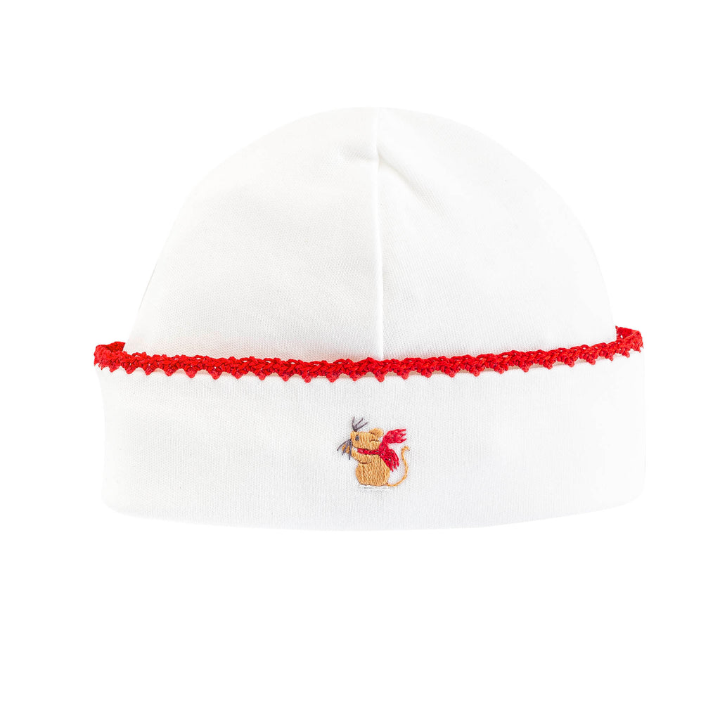 Christmas Mouse Embroidered Round Hat