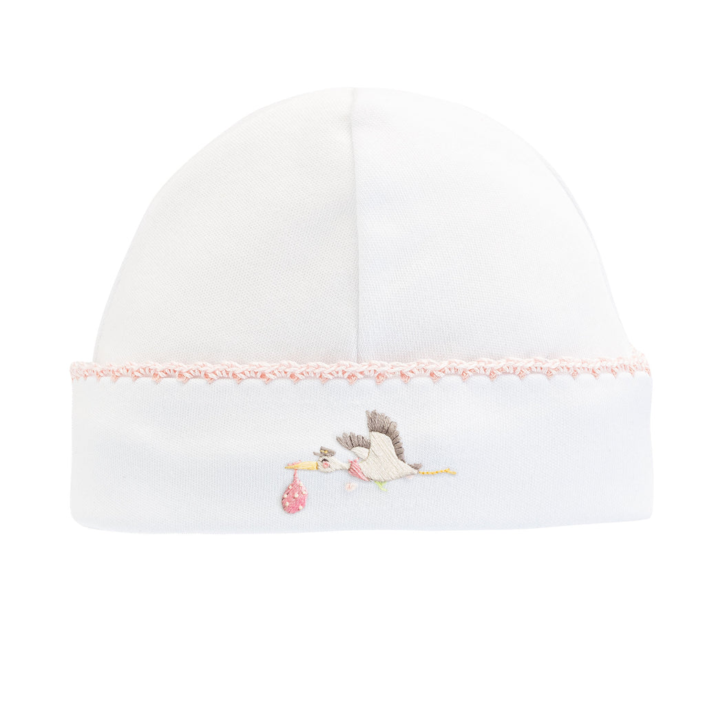 Storks Pink Embroidered Round Hat