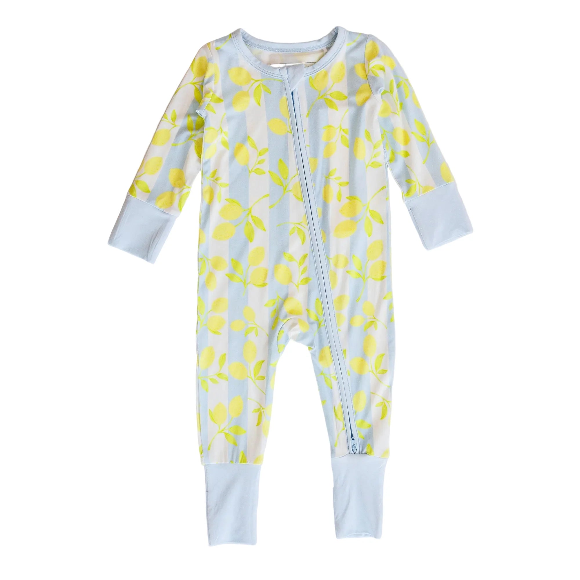 Zipper Romper- Blue Lemons