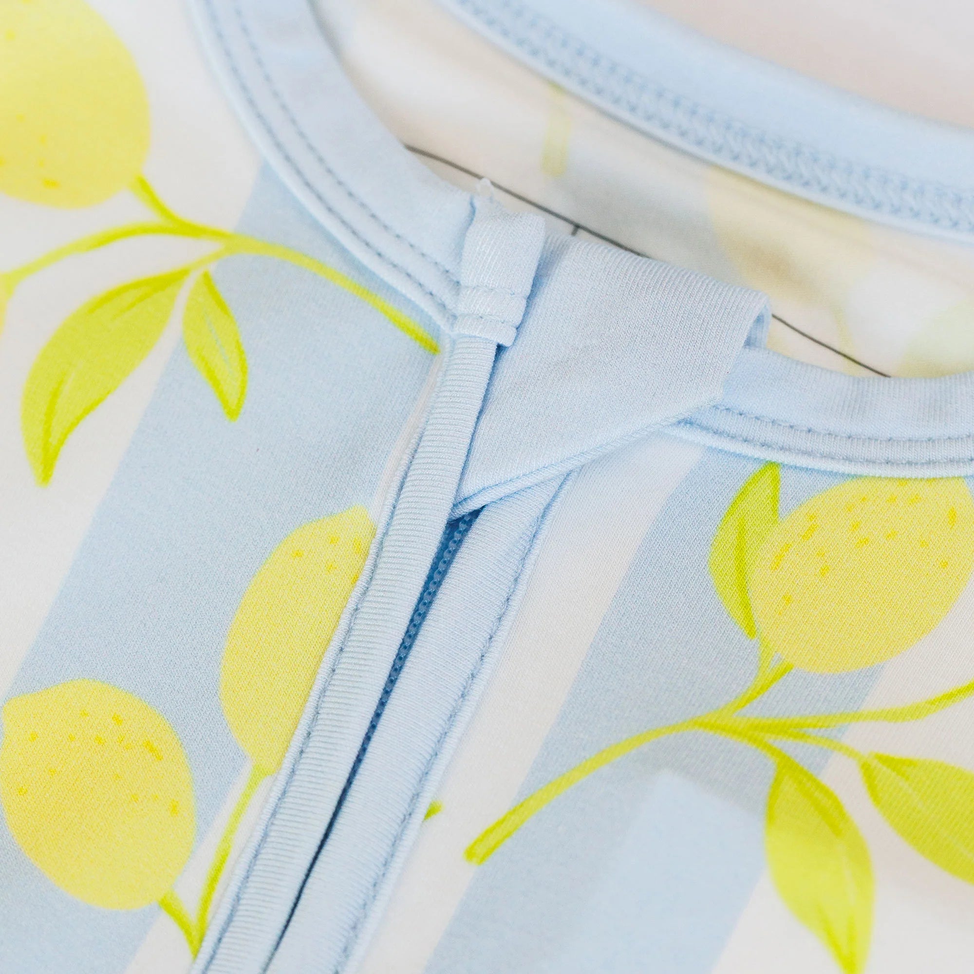 Zipper Romper- Blue Lemons