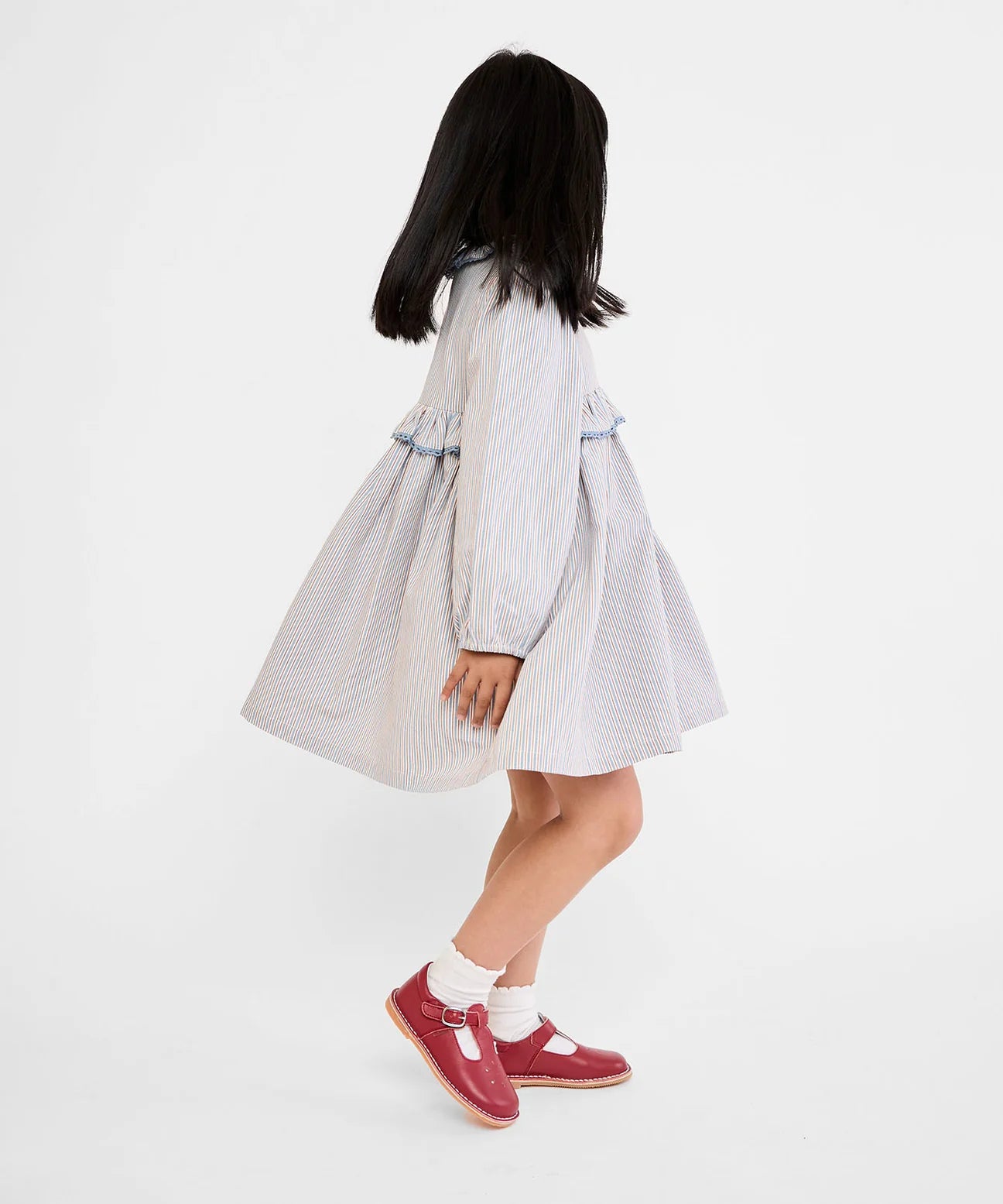 Hannah Dress- Indigo Linen Stripe
