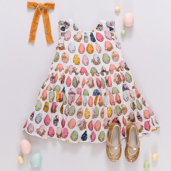 Girls Eloise Ruffle Dress- Multi Eggs