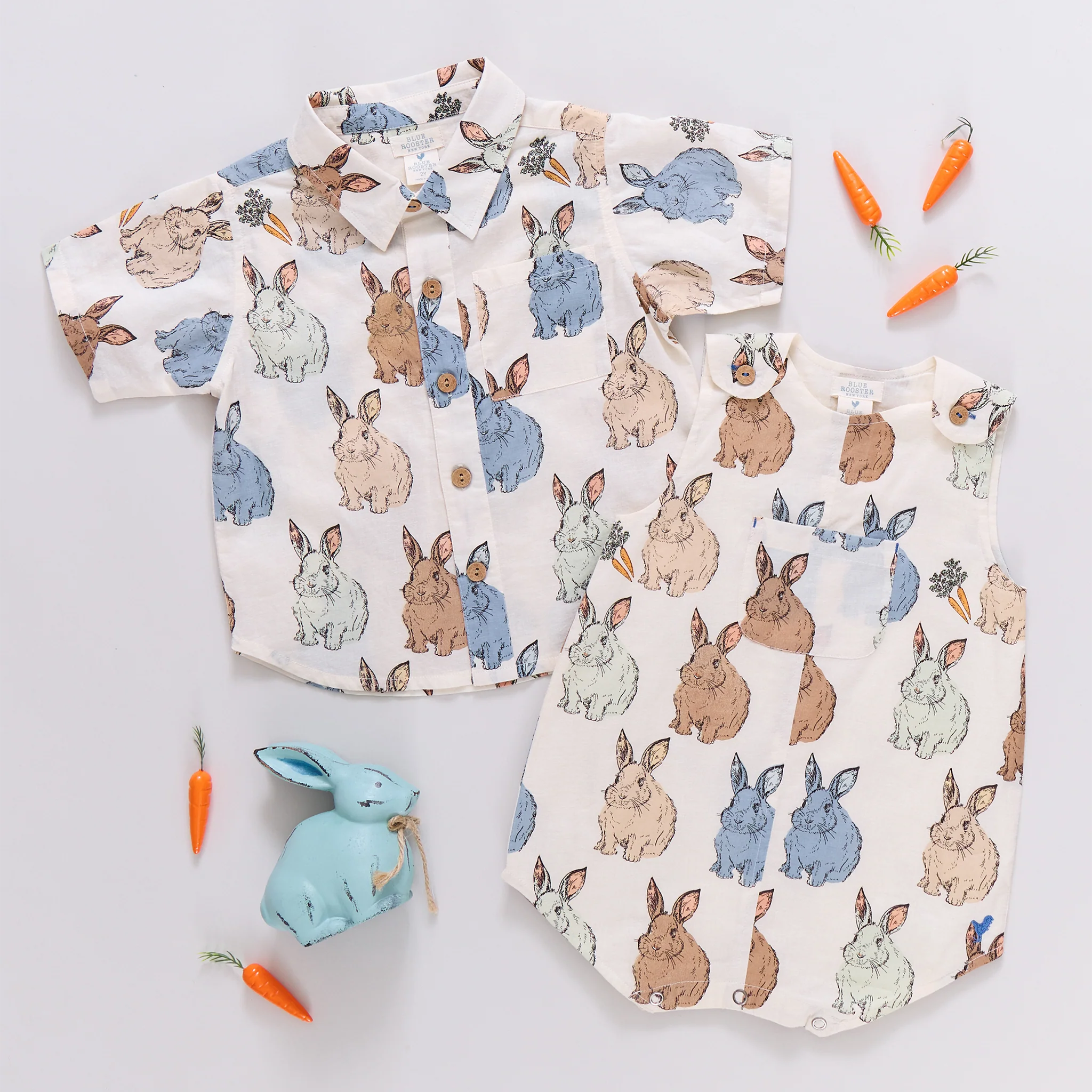 Baby Boys Noah Jumper- Blue Vintage Bunnies