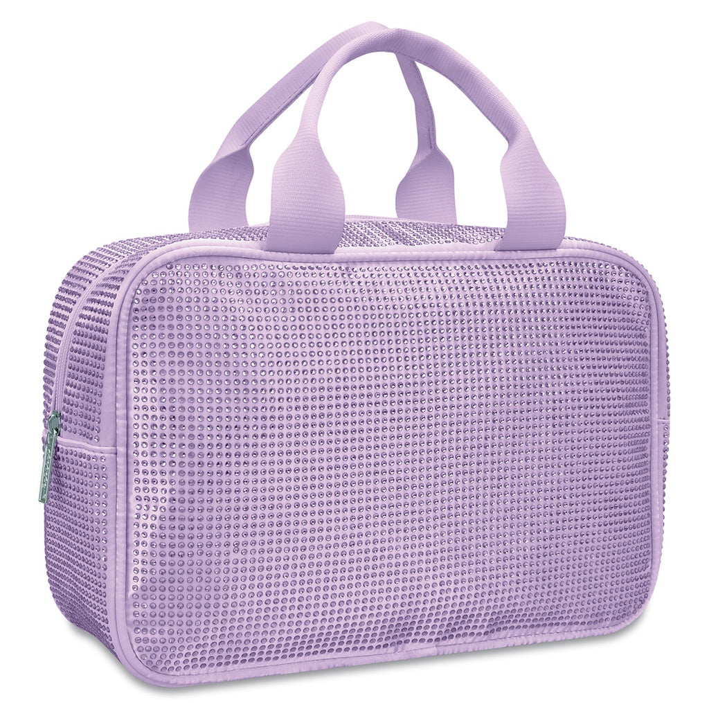 Large Lavender Rhinestone Cosmetic Bag