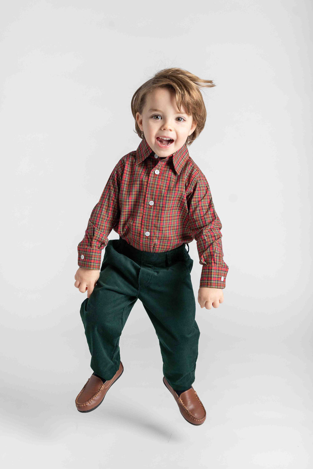 Green Corduroy Fake Fly Pants