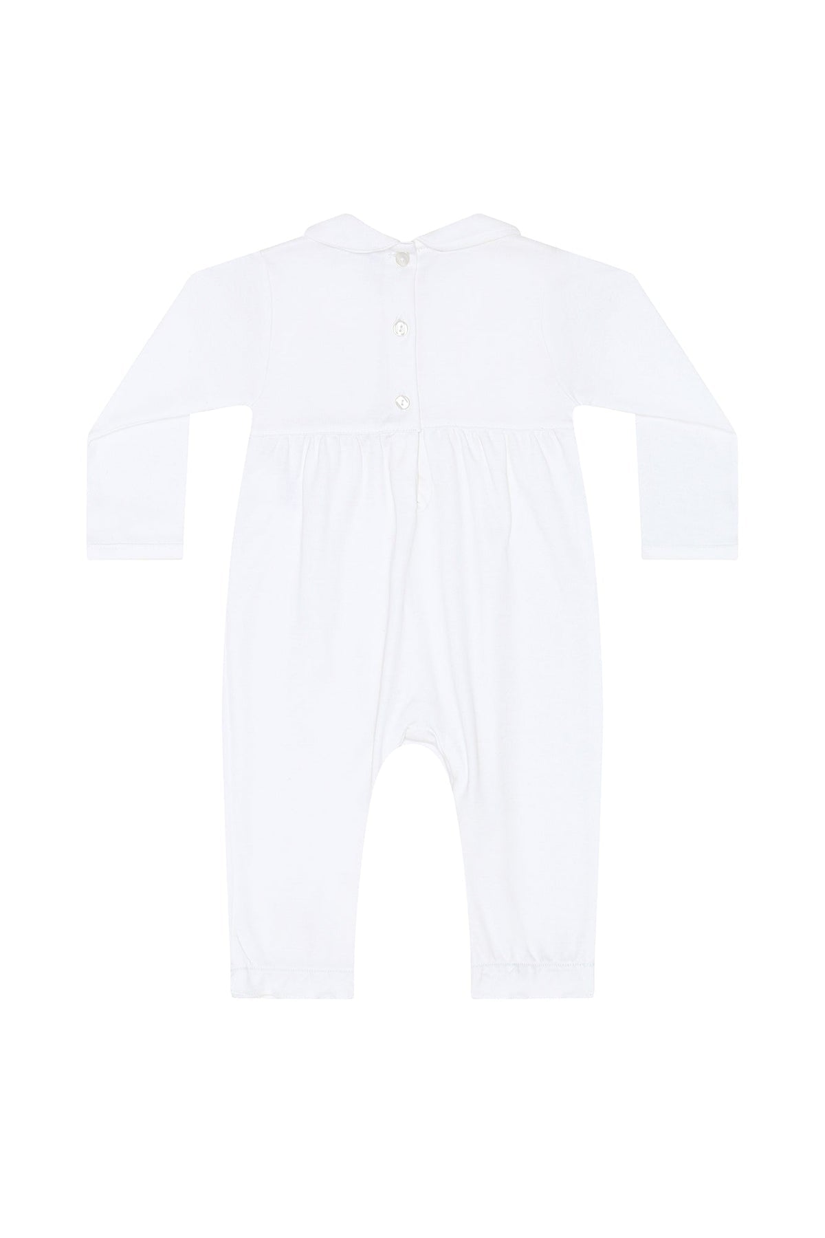 Signature Smocked White Girls Playsuit