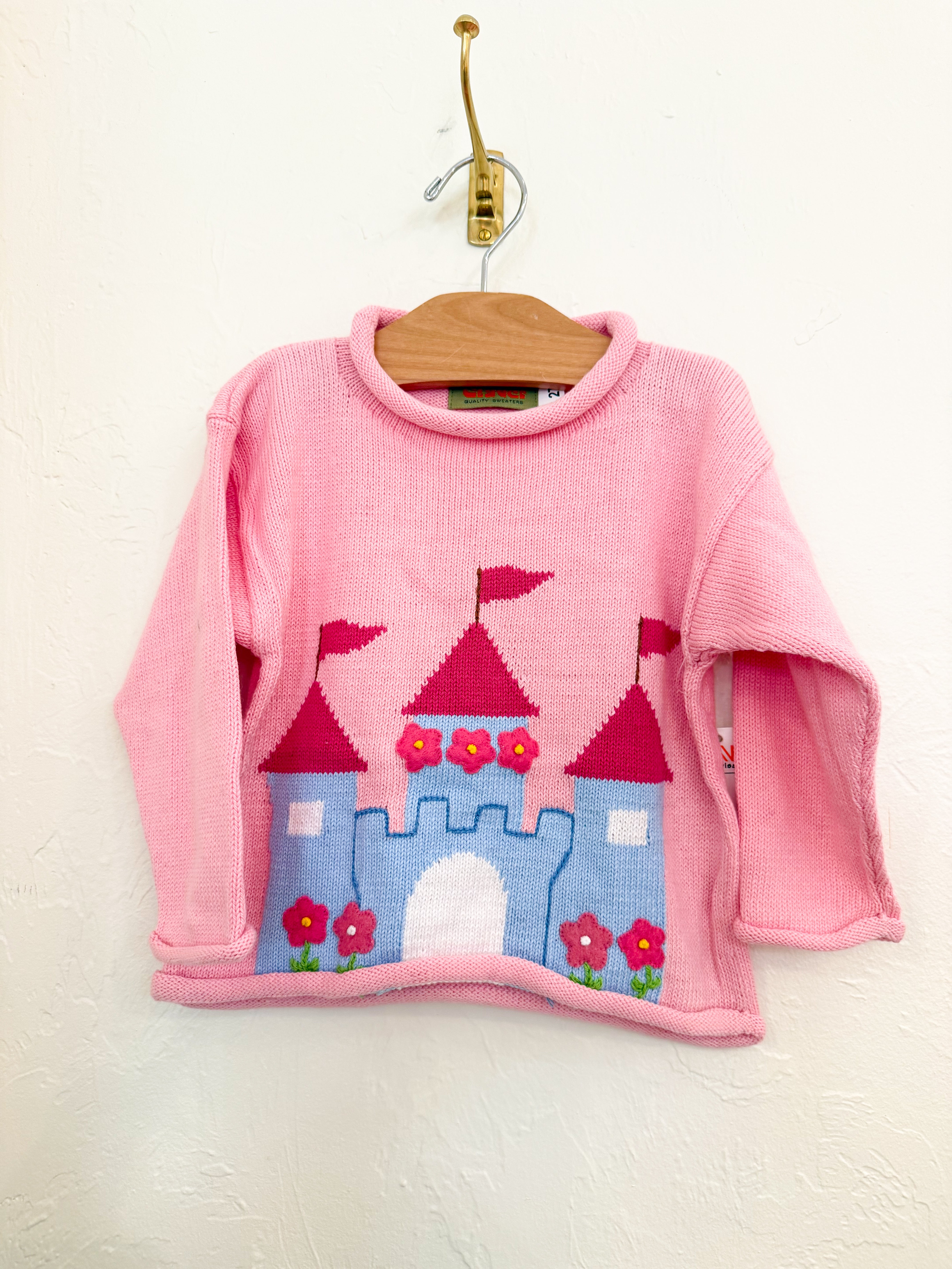 Pink Roll Neck Castle Sweater