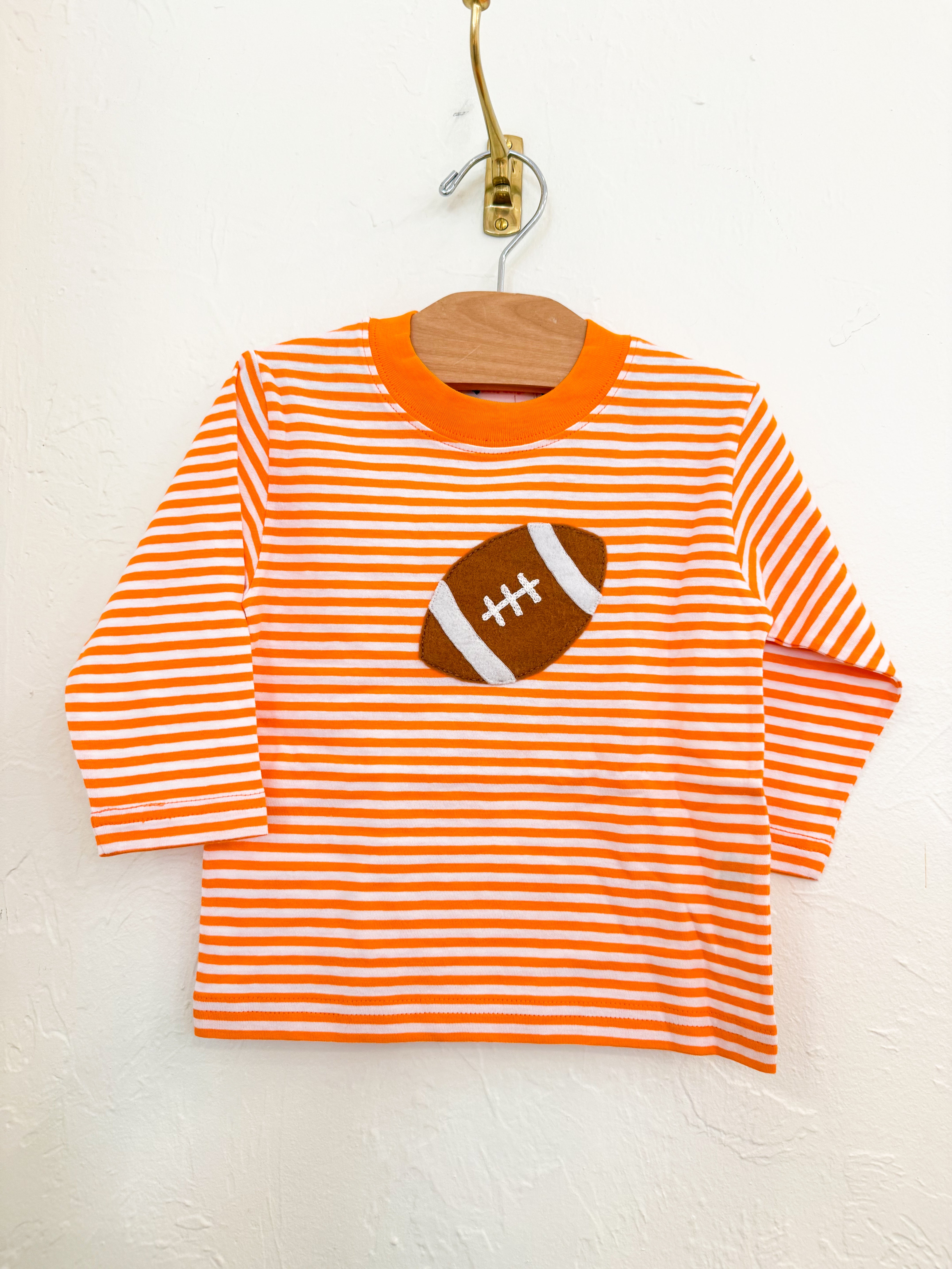 Orange/White Long Sleeve Stripe Football T-Shirt
