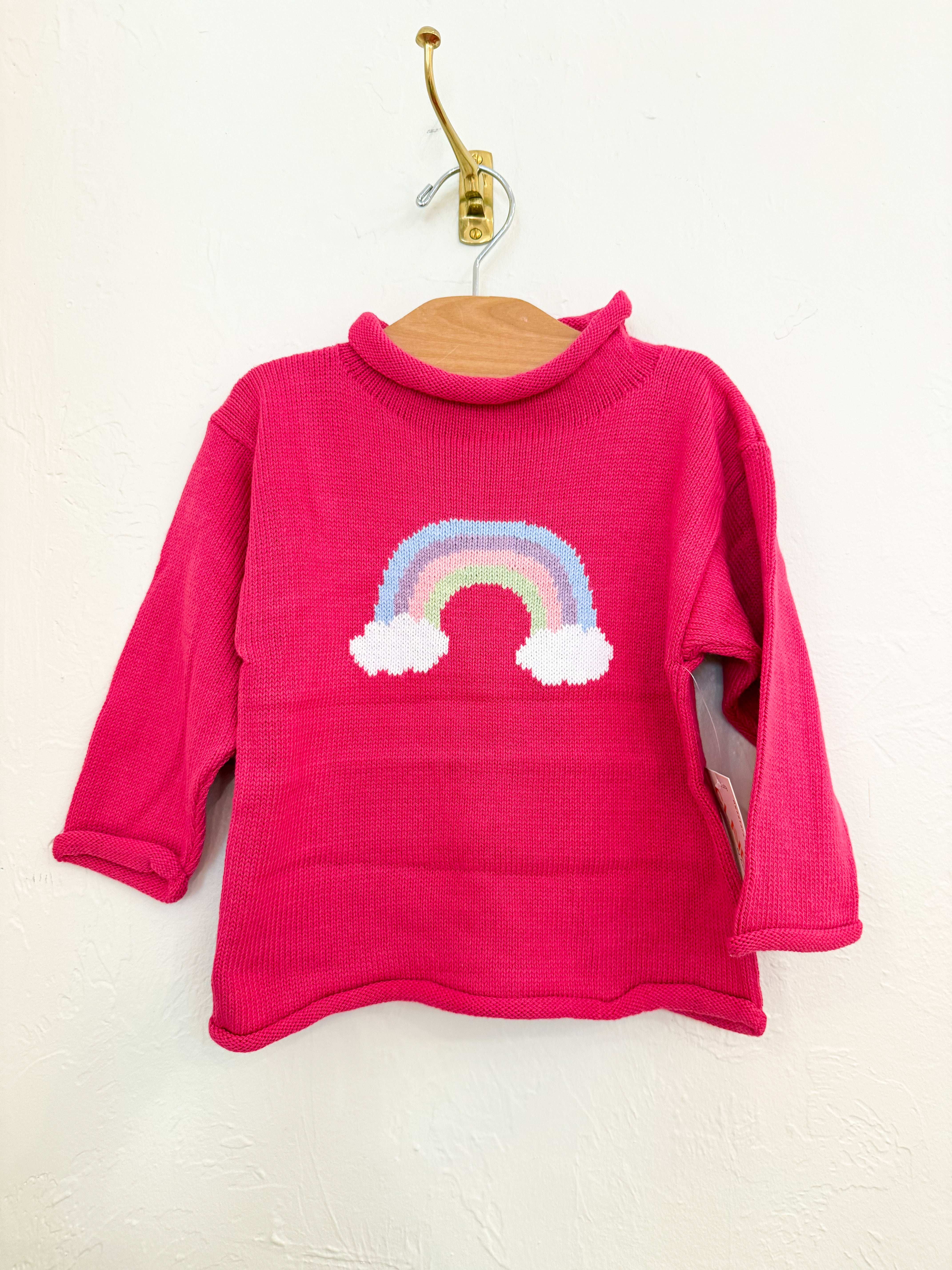 Hot Pink Rainbow Roll Neck Sweater