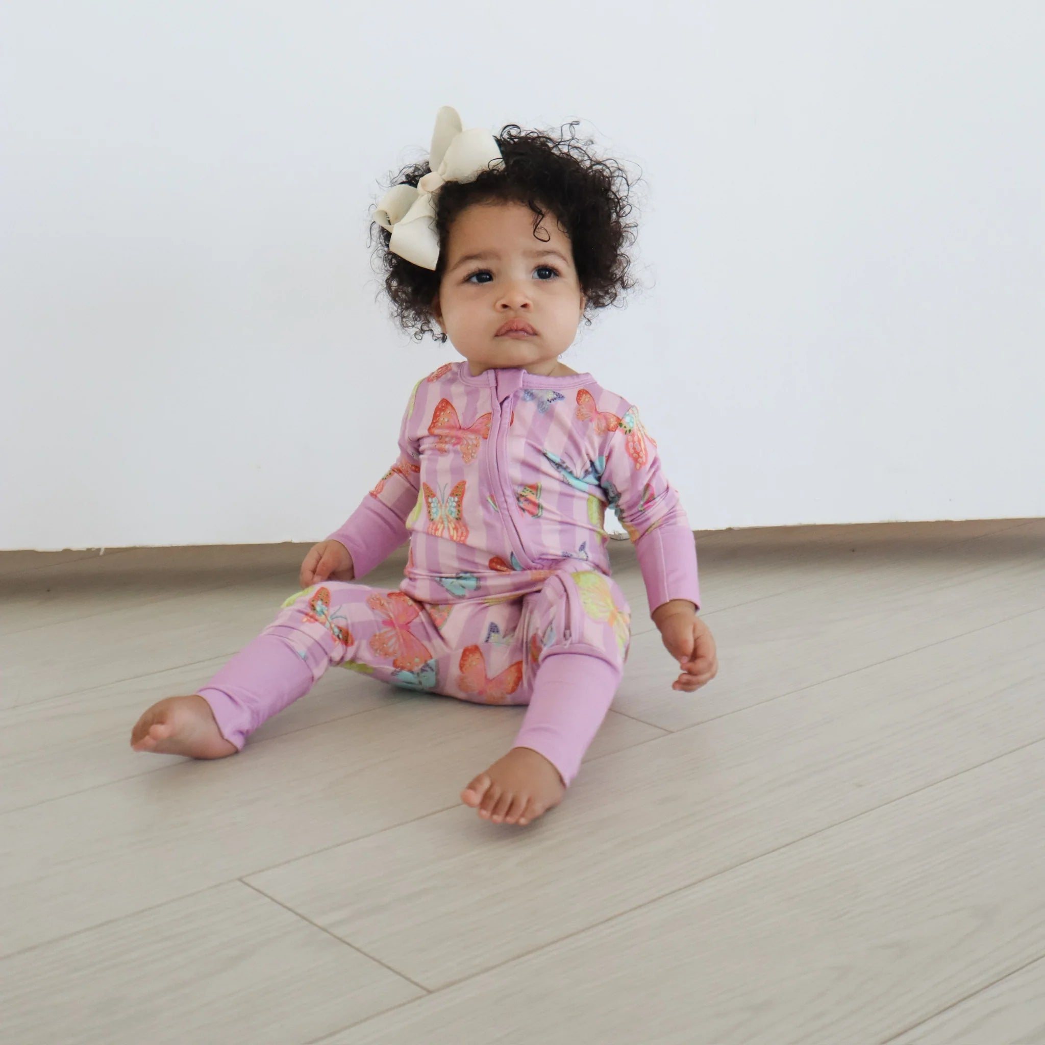 Purple Butterfly Zipper Romper