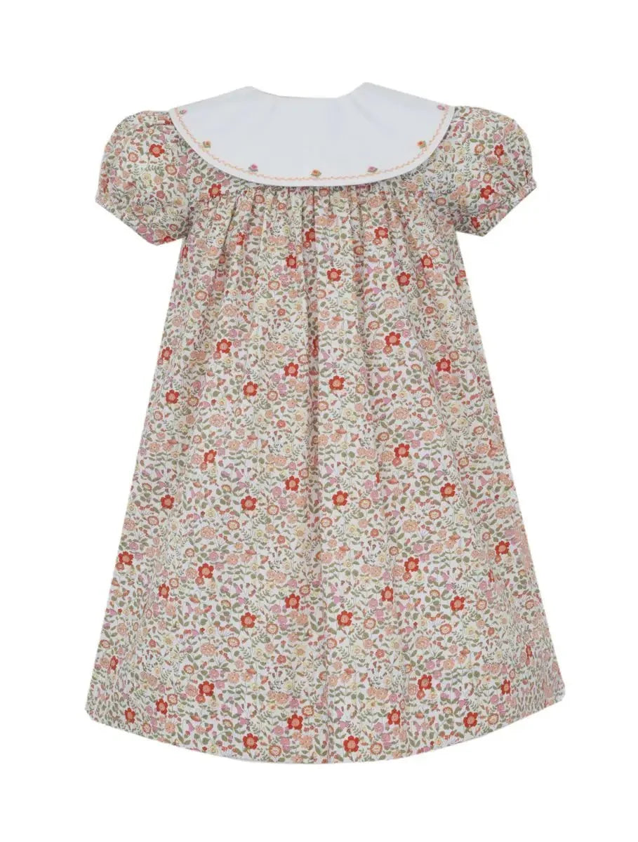 Orange Liberty Print Floral Collar Dress