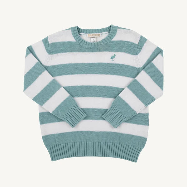 Isaac's Sweater- Old Greenwich Green Stripe