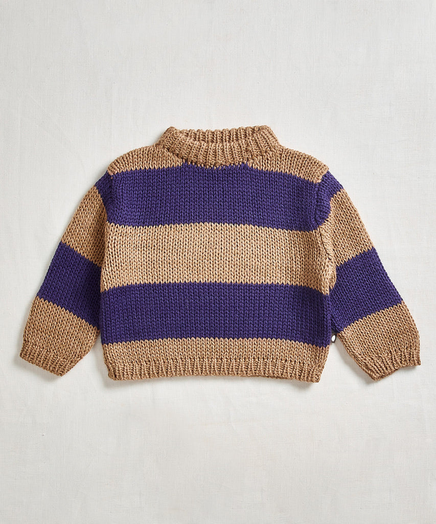 Camel/Lilac Wide Stripe Sweater