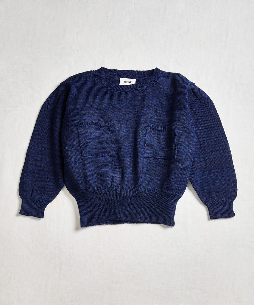 Indigo Puffy Sleeve Sweater