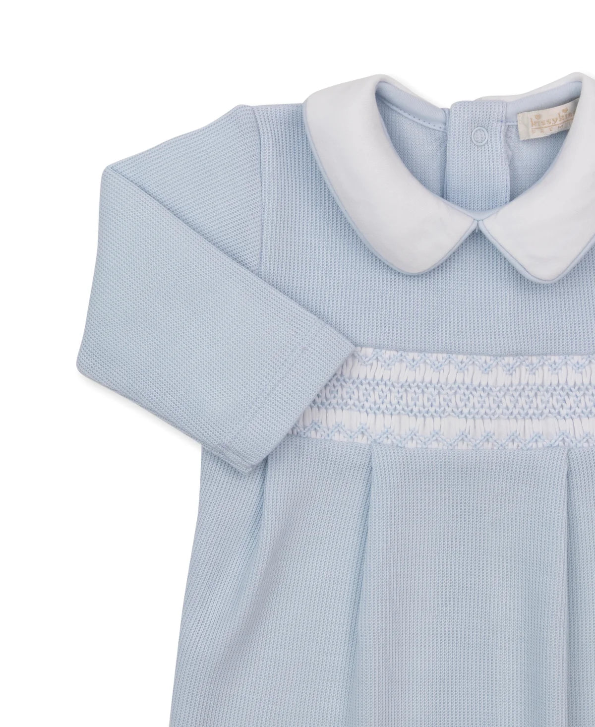 CLB Punto Ingles Blue Hand Smocked Playsuit