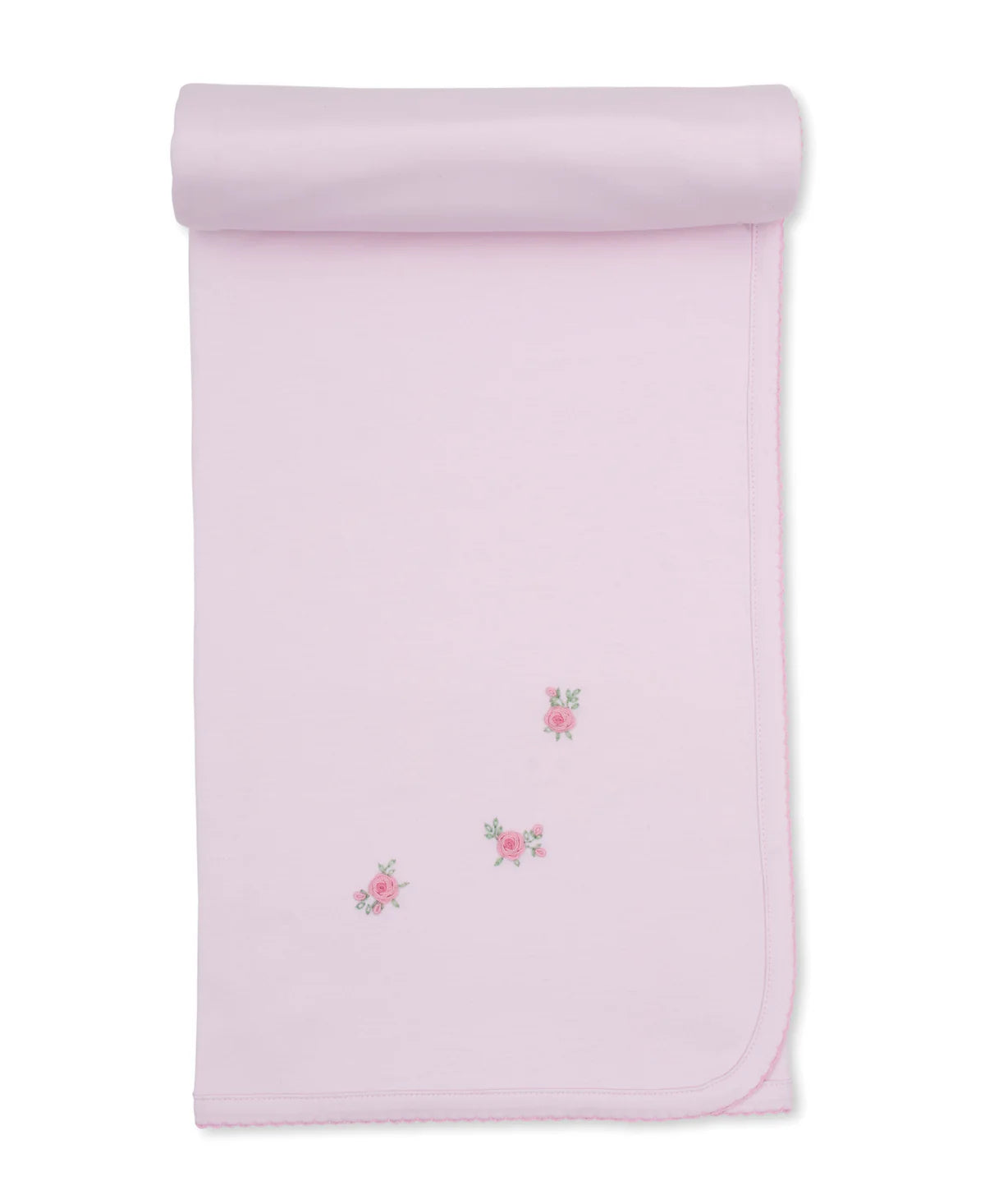 SCE Cottage Roses Pink Hand Emb. Blanket