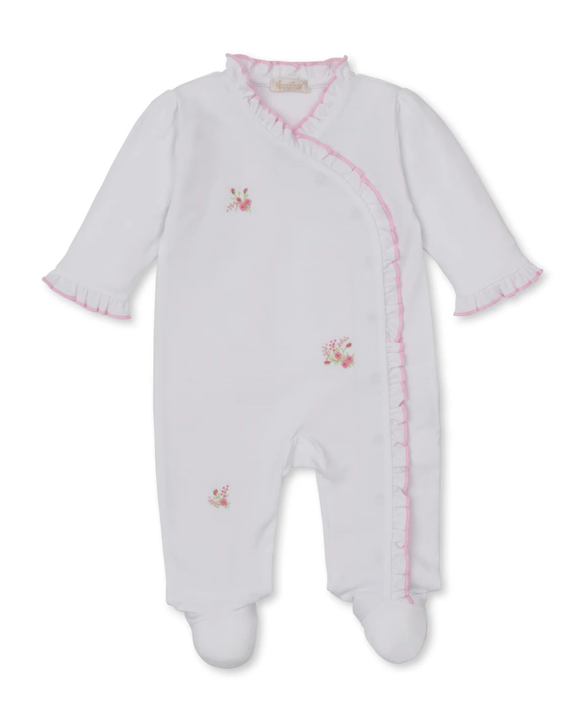 SCE Victorian Roses White/Pink Hand Emb. Footie