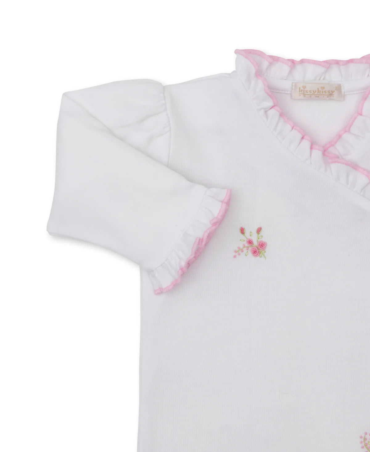 SCE Victorian Roses White/Pink Hand Emb. Footie