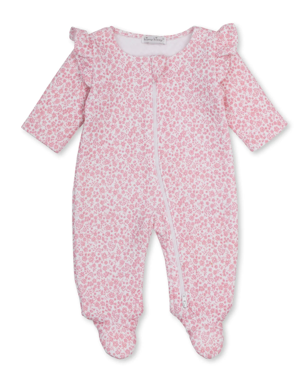 Fall Blooms Pink Jaquard Print Footie