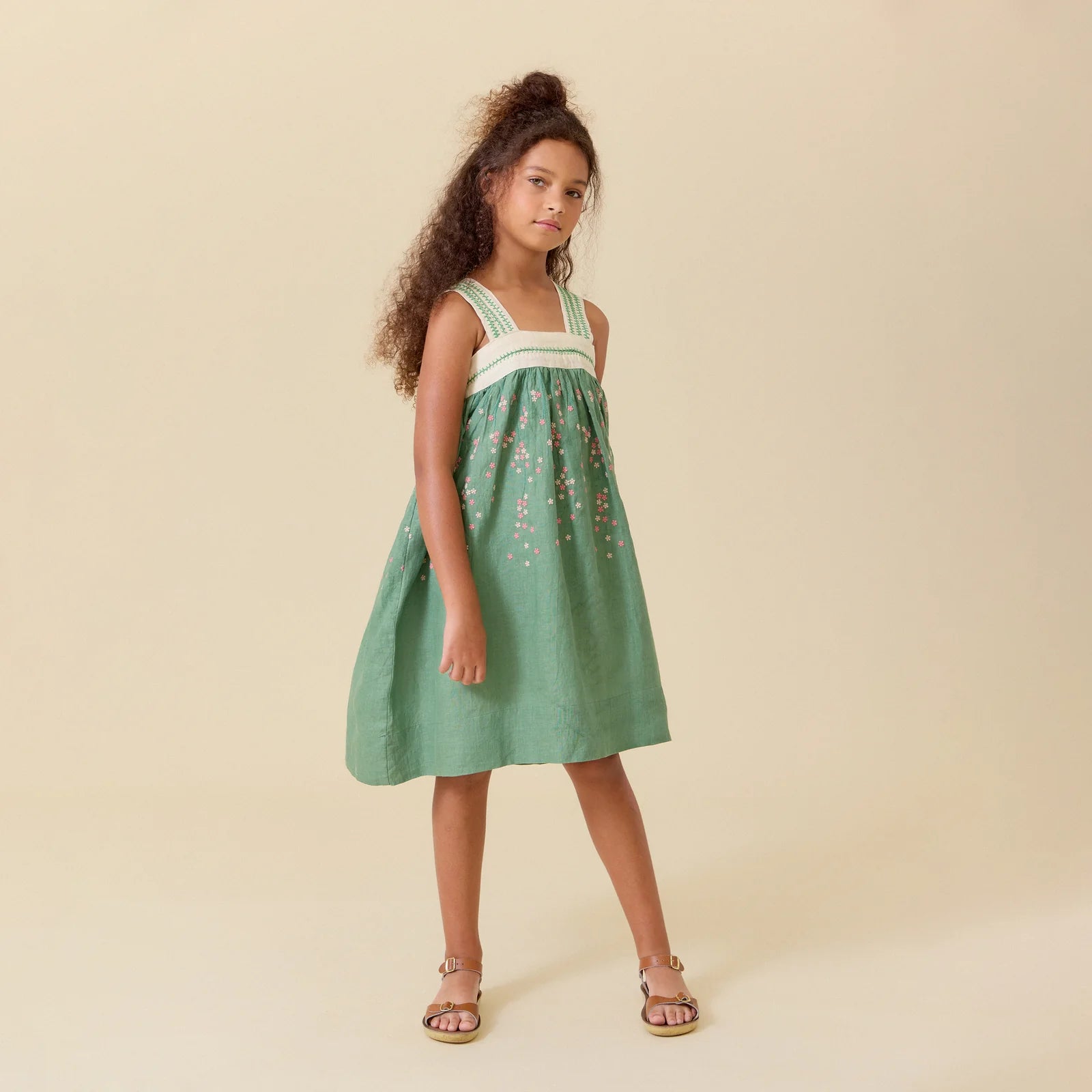 Sienna Dress- Linen Peridot Green